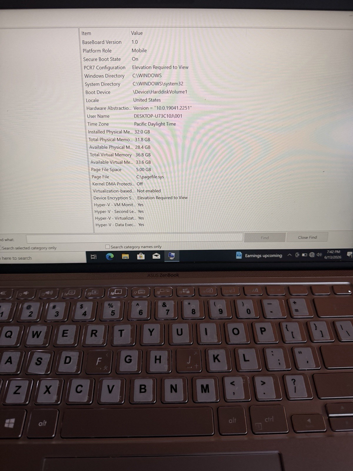 ASUS ZenBook UX434FAW i7-10810U 32GB RAM 256GB SSD 14” Win10 Pro Tested