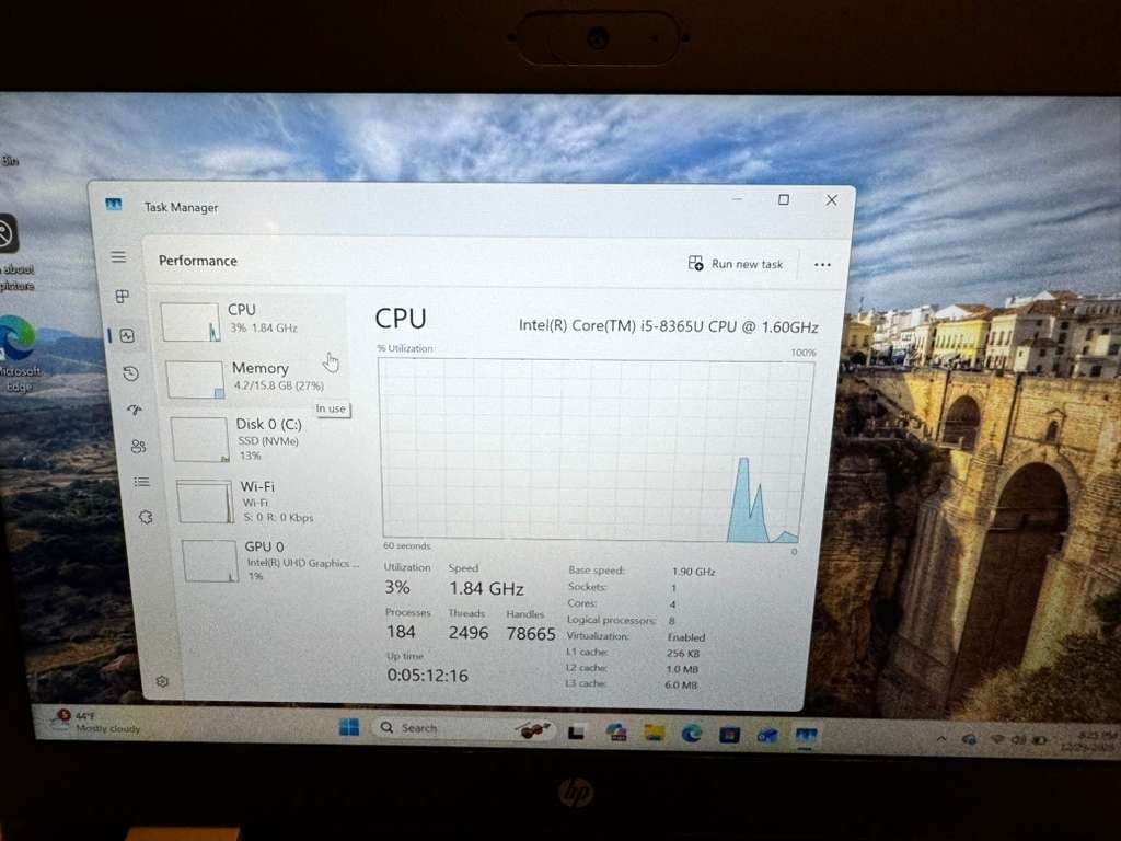 HP ProBook 640 G5 Laptop IntelCore i5-8365U 16GB RAM 256GB NVMe with AC Adapter