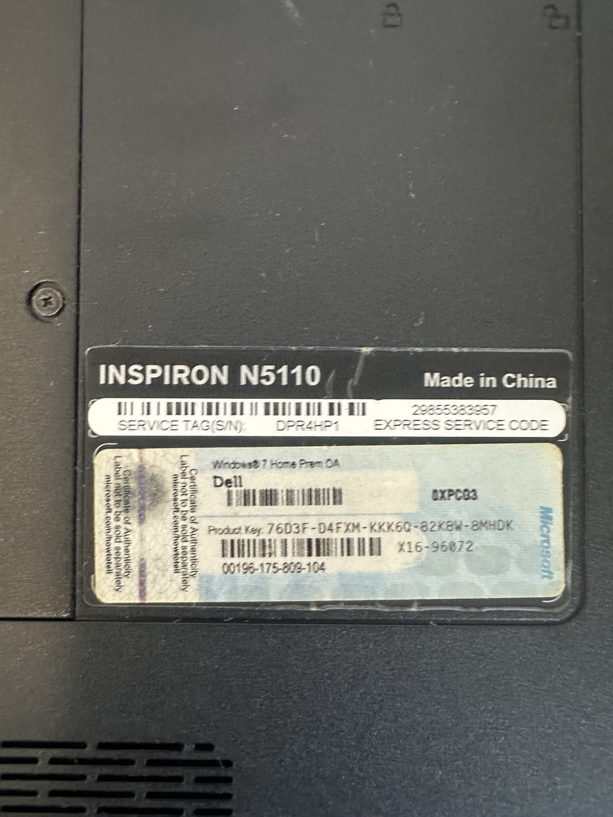 Dell Inspiron N5110 15.6” / Intel Core i5 / Locked