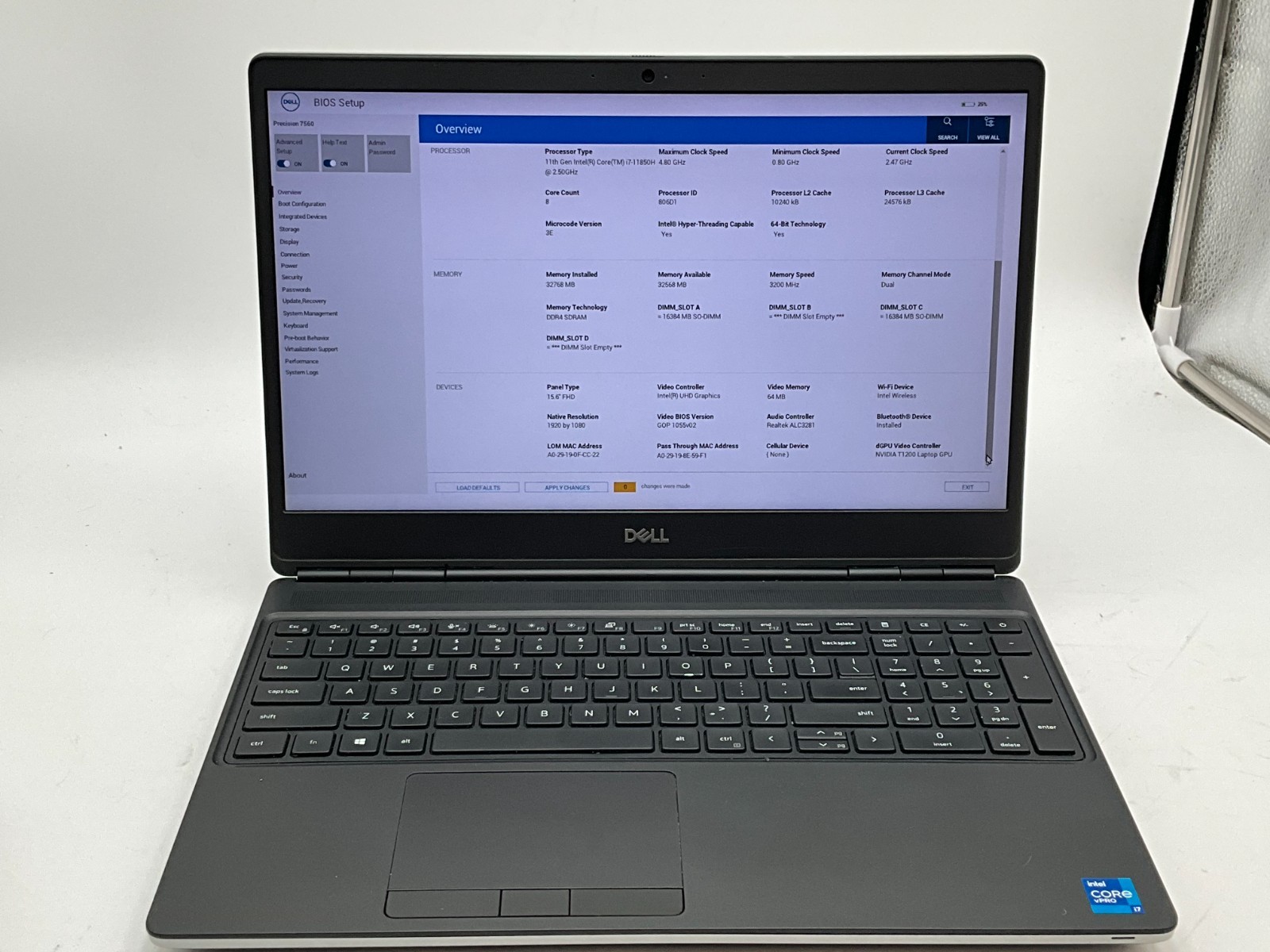 DELL Precision 7560 i7-11850H 2.50g 32GB 1tb T1200 15.6″ WIN11 Laptop 7GYF2J3