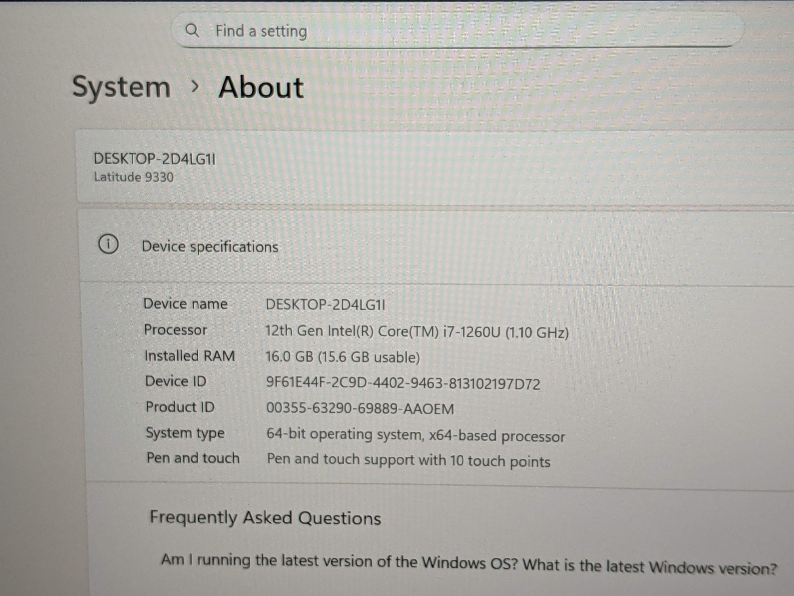 Dell Latitude 9330 13.3″ WQXGA TOUCH i7-1260U 1.1GHz 16GB 256GB W11P WRNTY-04/26