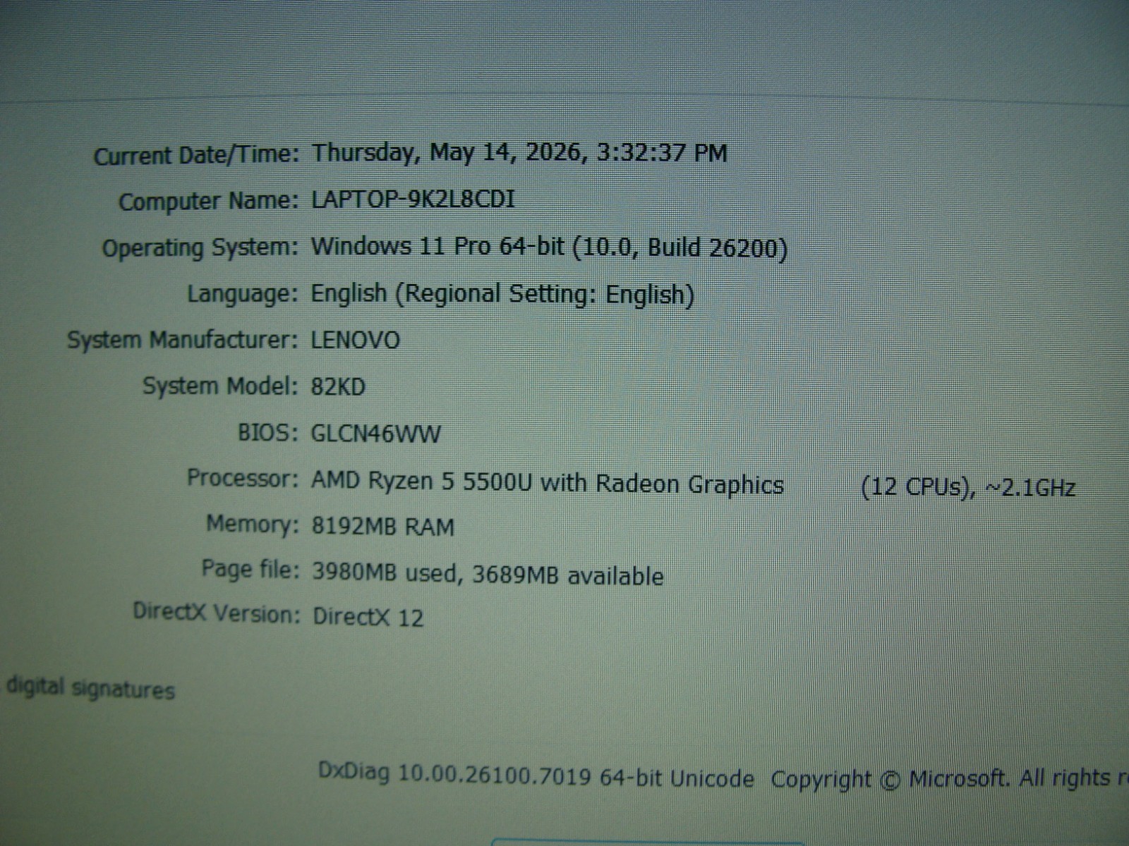 Lenovo V15 G2 ALC 15.6″ FHD AMD Ryzen 5 5500U 2.1GHz 8GB 256GB Win 11Pro +PA