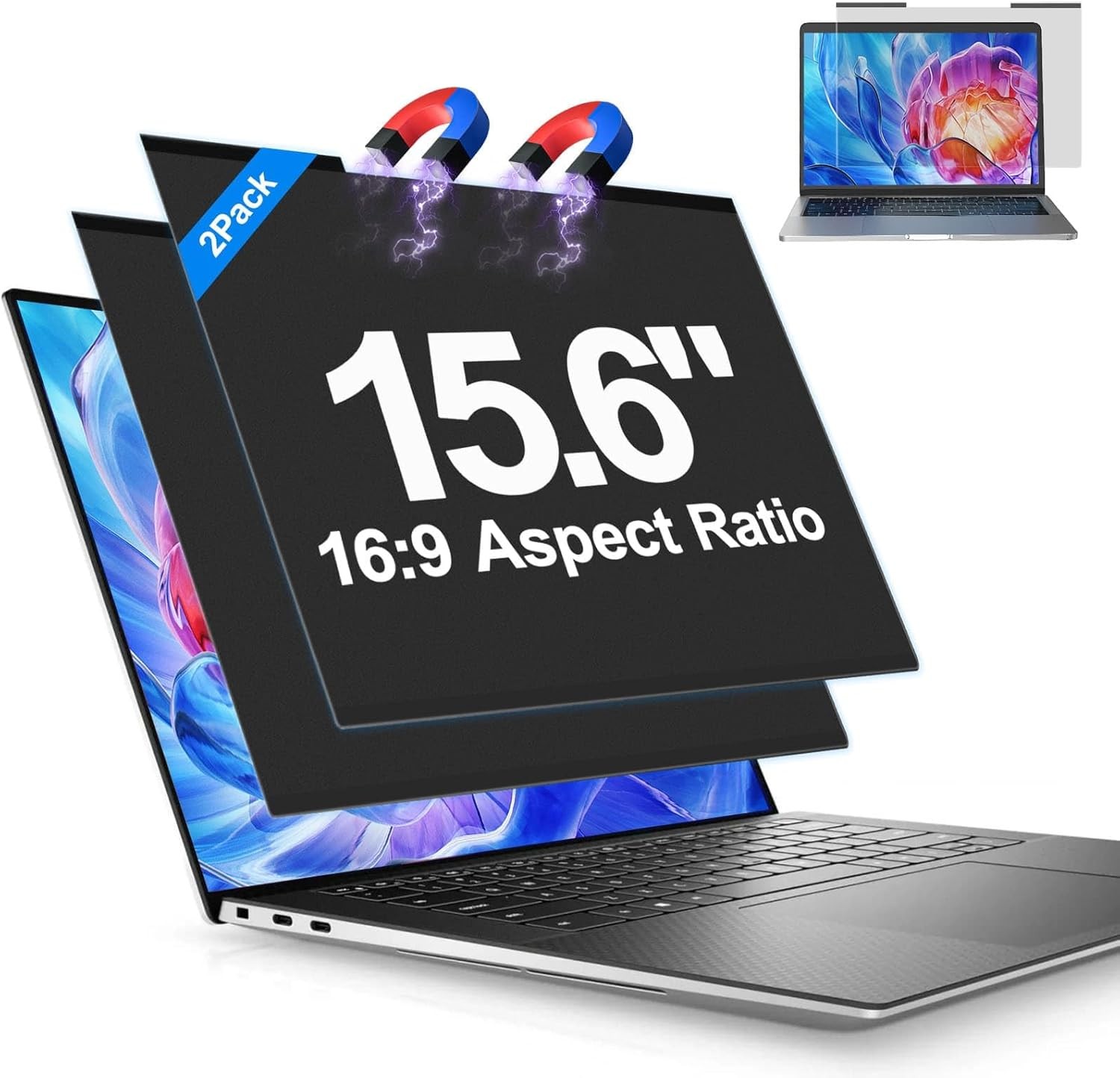 Magnetic Laptop Privacy Screen Filter 15.6 inch for 16:9 Widescreen Computer Mon