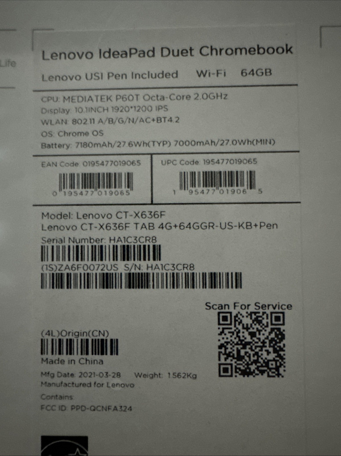 Lenovo IdeaPad Duet Chromebook CT-X636F 10.1″ FHD, 4GB RAM, 64GB Storage