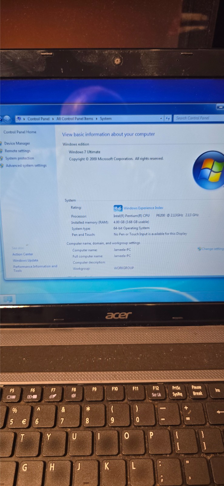 Acer Aspire 5733Z-4851 Intel Pentium P6200 2.13GHz 4 GB
