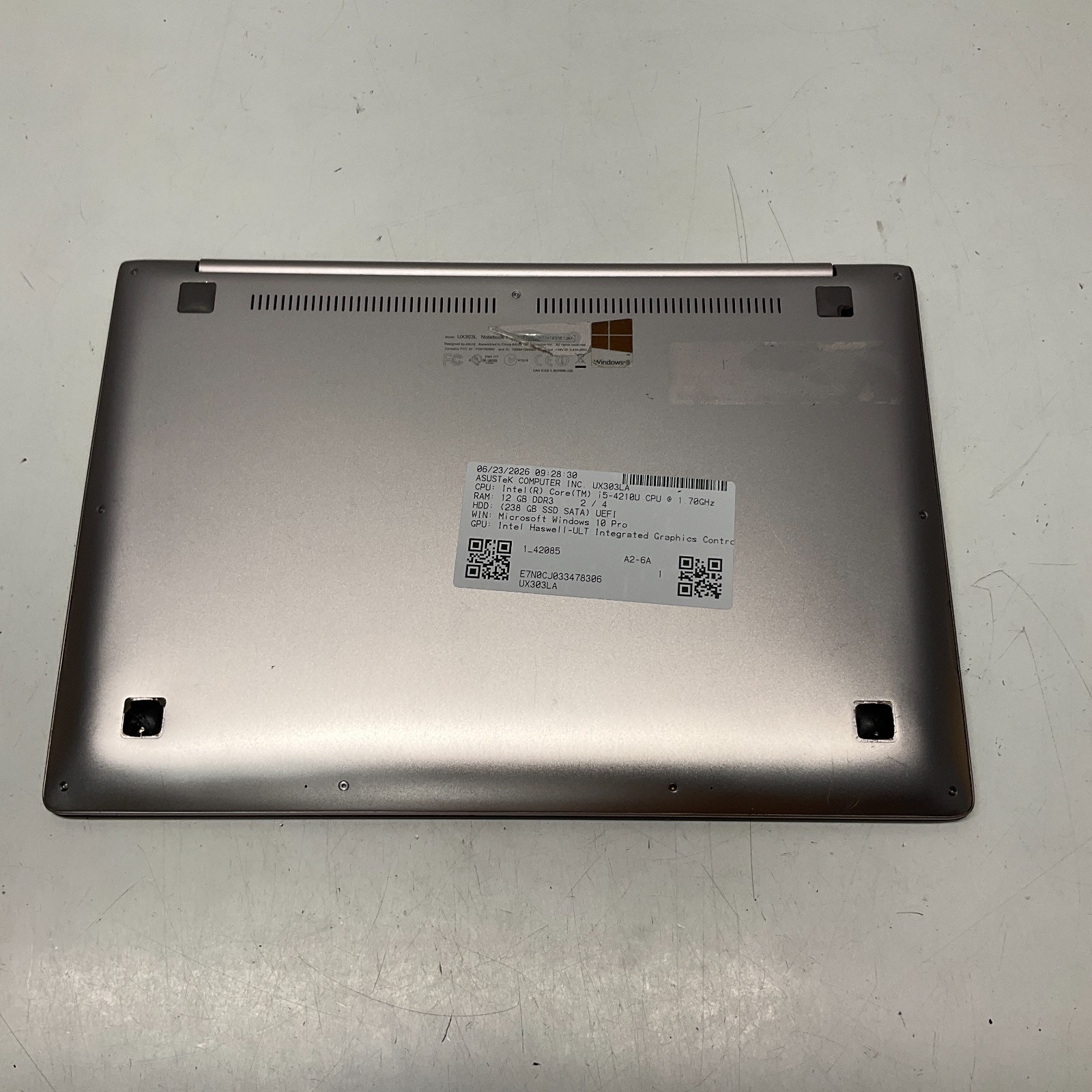 Asus UX303LA Laptop Intel Core i5-4210U @ 1.70 GHz 12GB 256GB SSD Win 10 Pro