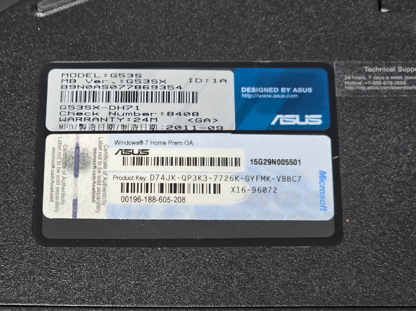 AS IS READ ASUS ROG G53J i7 740QM G53s 8GB RAM GTX 560M G53SX-DH71