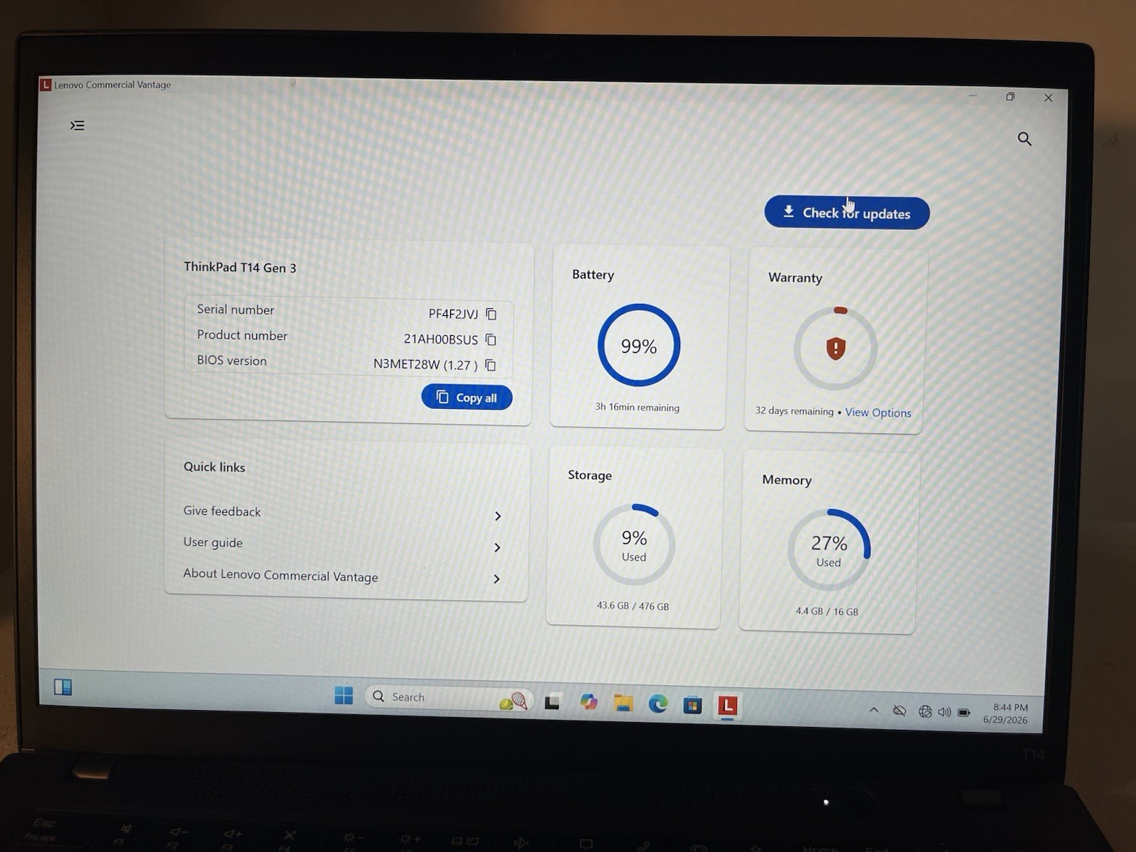 LENOVO ThinkPad T14 Gen 3 14″ WUXGA i7-1260P 2.1GHz Intel Iris Xe 16GB 500GB