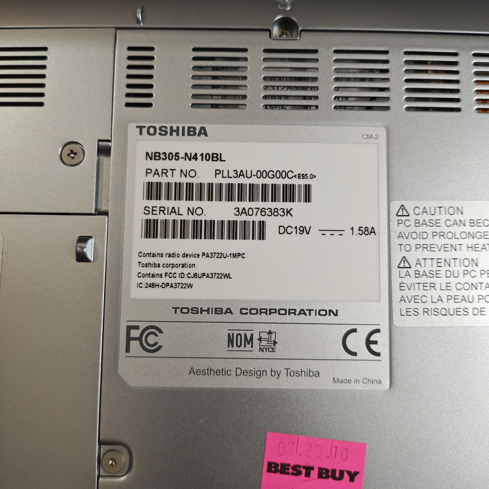 Toshiba NB305 Windows 7 Netbook – 250GB HDD/1GB RAM – READ DESC #3864