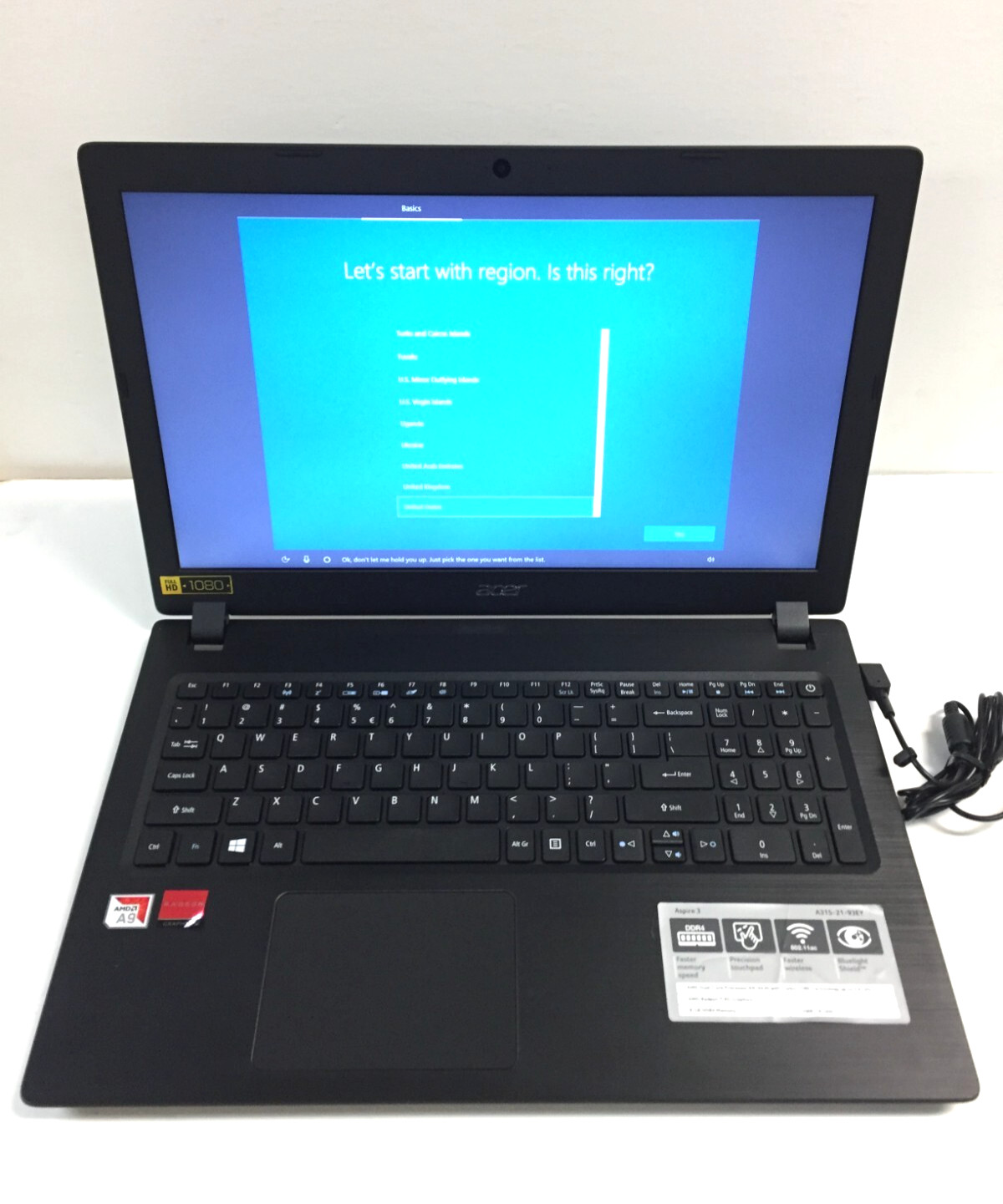*Bad Battery*Acer Aspire 3 A315-21-93EY 15.6″ Laptop/AMD A9-9420/8GB/1TB HDD/W10