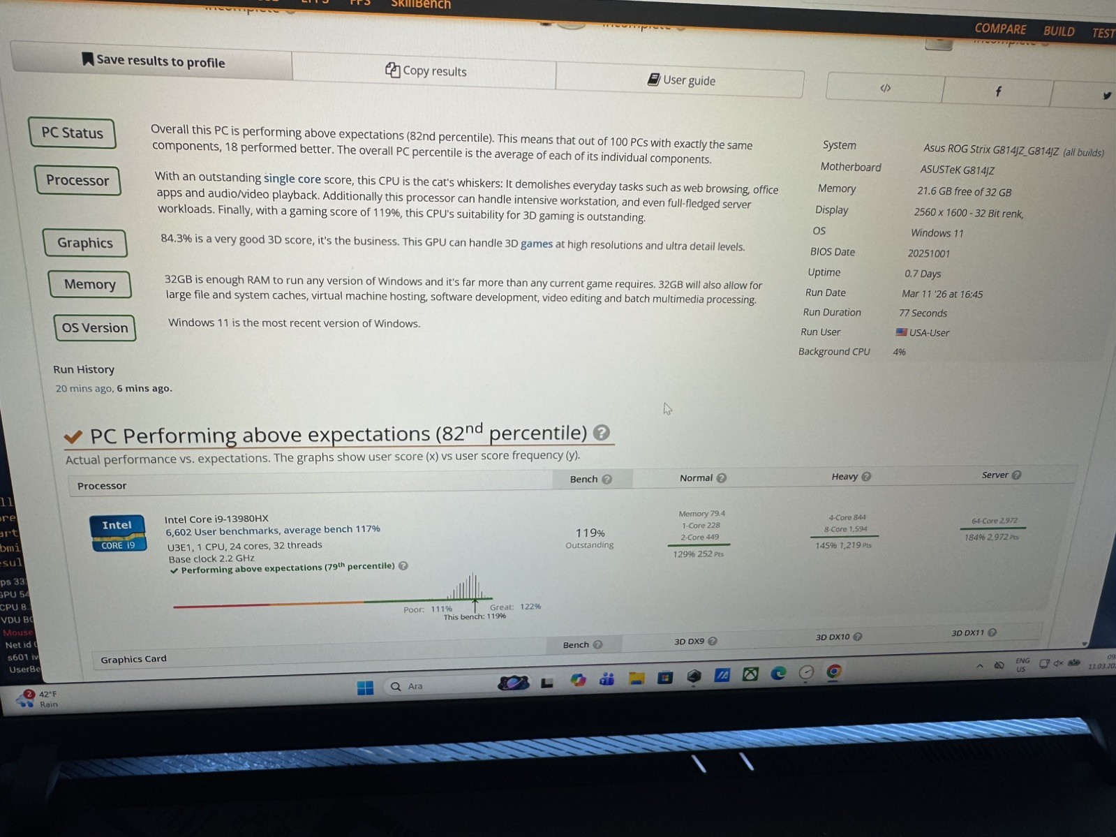 ASUS ROG Strix G18 Gaming Laptop Intel I9-13980HX RTX 4080 32GB RAM 1TB SSD W11