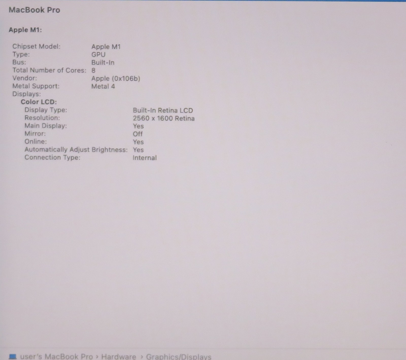 Apple Macbook Pro 2020 13in Retina M1 16GB RAM 512GB macOS A2338