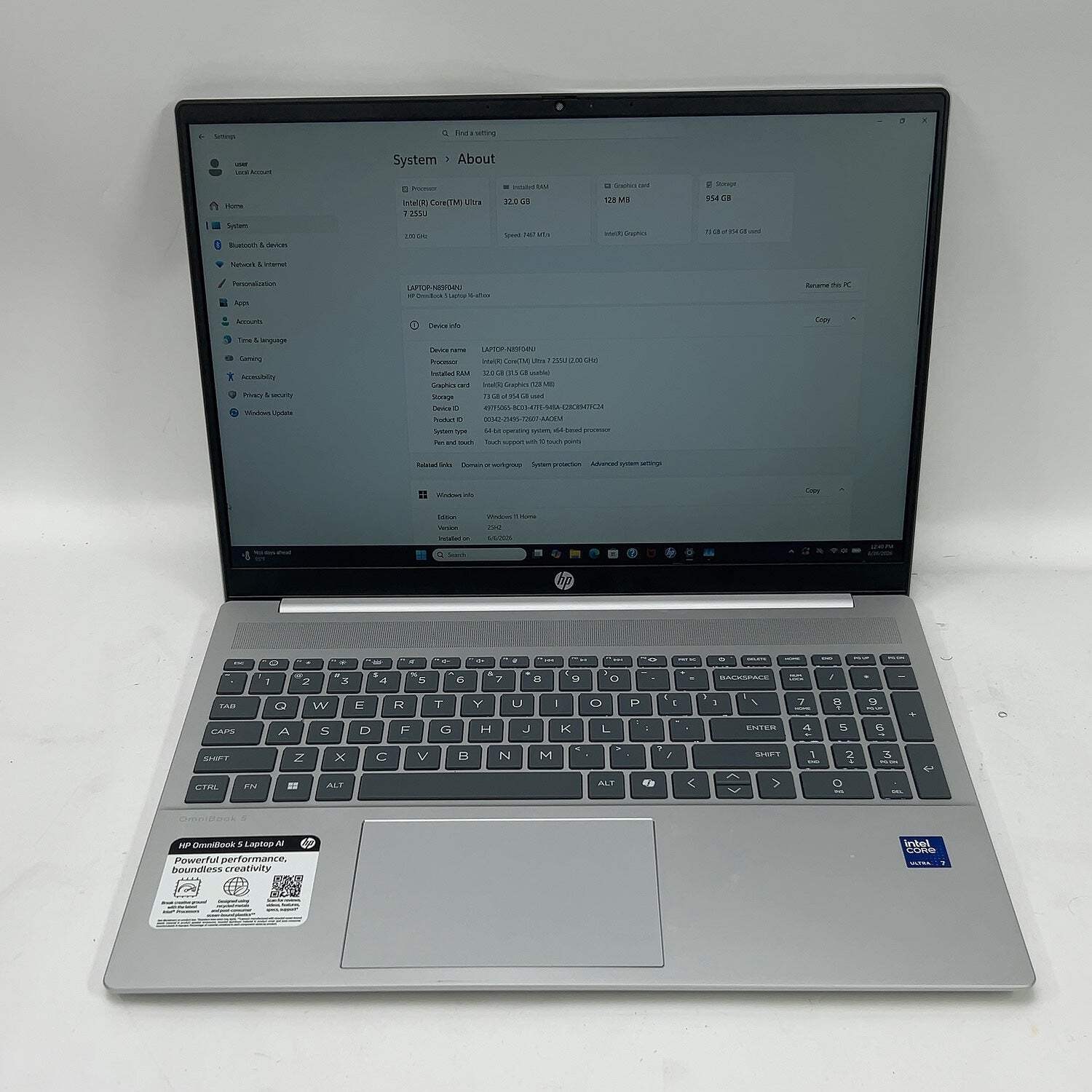HP OmniBook 5 16-AF1173CL 16″ Core Ultra 7 255U 2.00 32GB RAM 1TB SSD