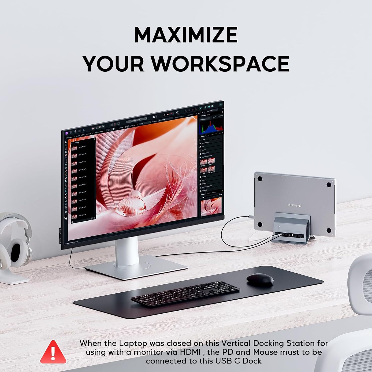 Vertical MacBook Docking Station, Docking Station for Mac Mini with M.2 NVMe