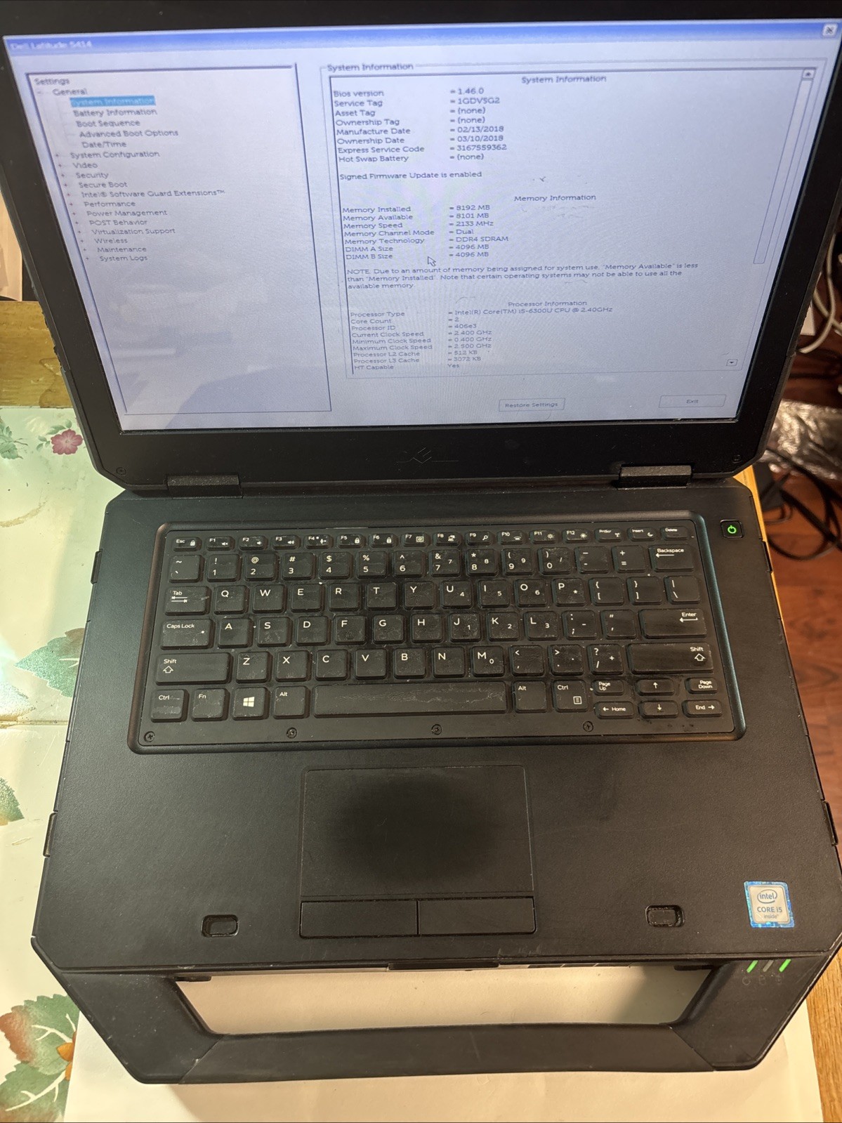 As-Is Dell 14 Rugged 5414 14” i5-6300U 2.4GHz 8GB No HDD Military Laptop