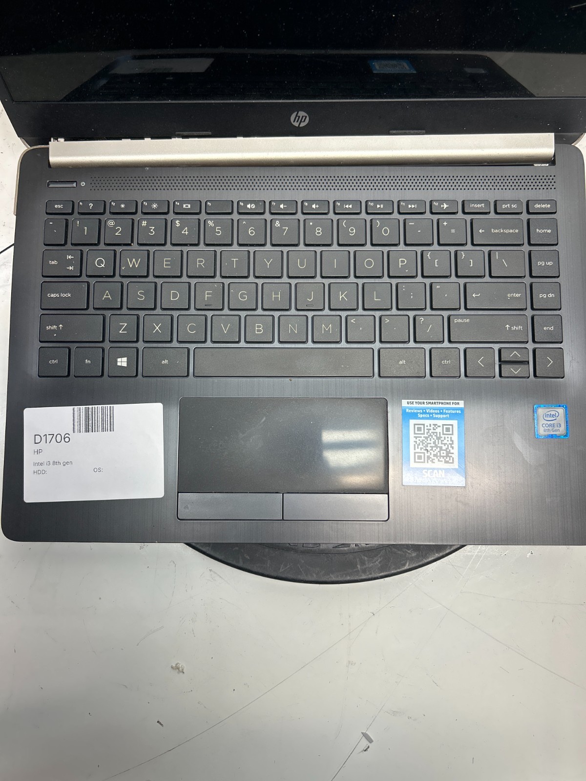 HP Laptop Intel i3 8th Gen NO HDD