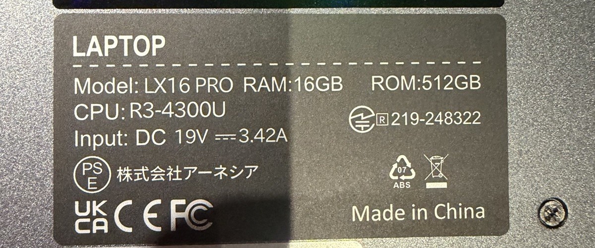 ACEMAGIC LX16PRO Laptop AMD Ryzen 4300U 16GB RAM 512GB SSD-GRAY