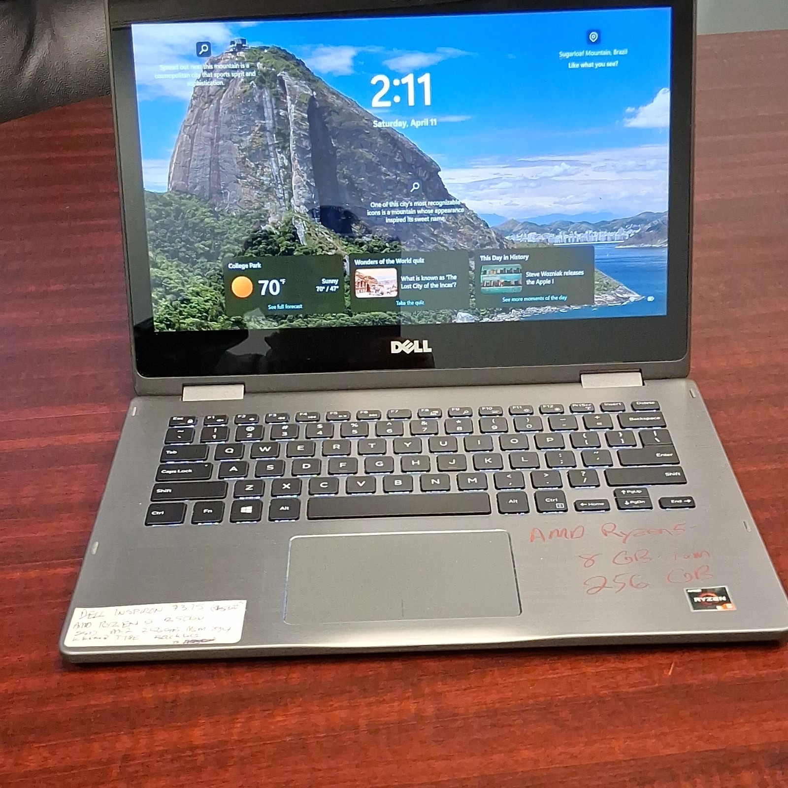Dell Inspiron 7375 Laptop AMD Ryzen 8GB RAM 256GB SSD Windows 11 13.3″ Touch