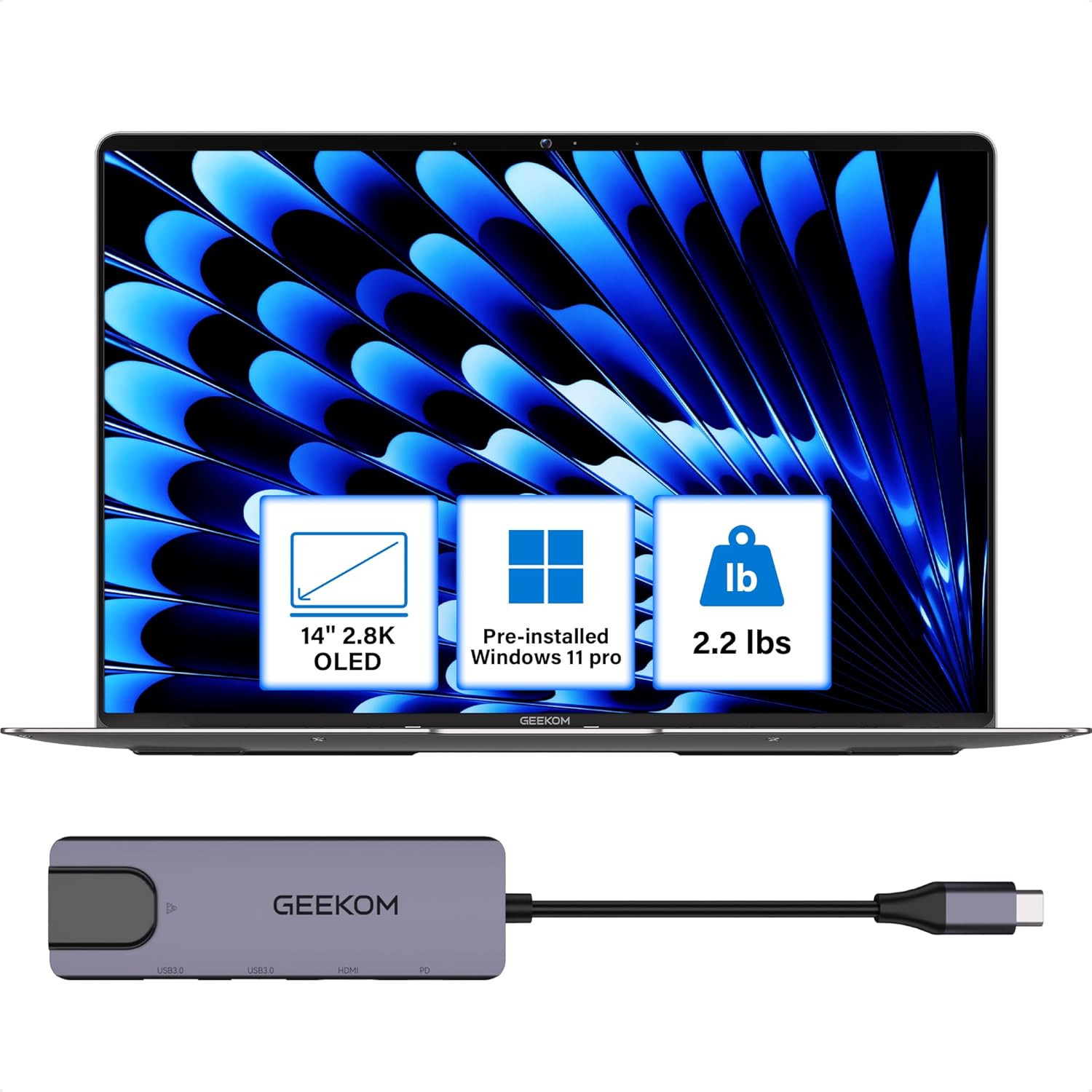 Geekbook X14 Pro Laptop, 2.2Lbs Ultra Thin 14″ 2.8K OLED Laptop Computer, Ultra