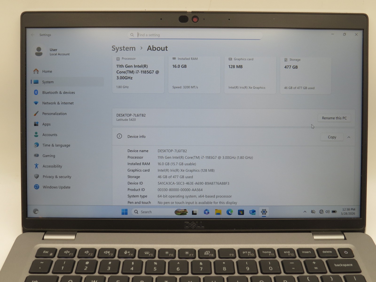 Dell Latitude 5420 i7-1185G7@3GHz 16GB DDR4 512GB m2 14″ | Win 11