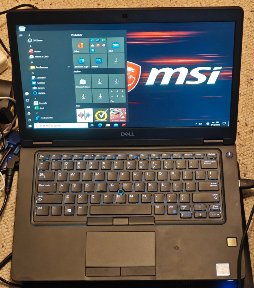 Dell Latitude 5490 Laptop – No Boot Drive/RAM, Intel i7-8650u – NO CHARGER