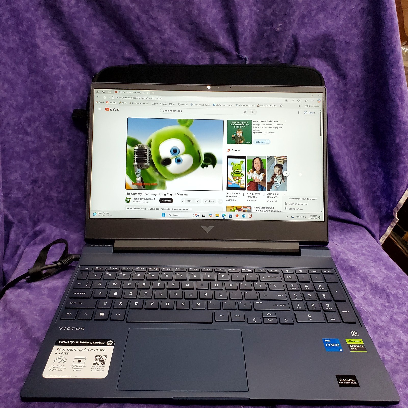 💥OPEN BOX💥HP VICTUS GAMING LAPTOP 15-FA0031DX 15.6″ 12TH GEN INTEL I5 2 GHZ