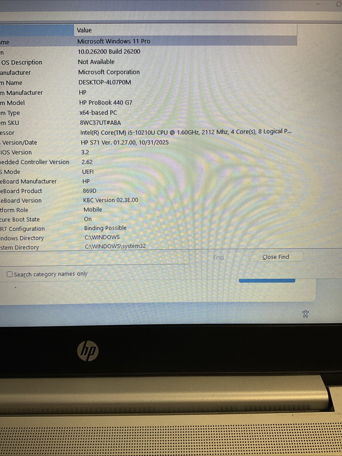 HP ProBook 440 G7 14″ Laptop Intel Core i5-10210U 1.60GHz 8GB RAM 256GB SSD