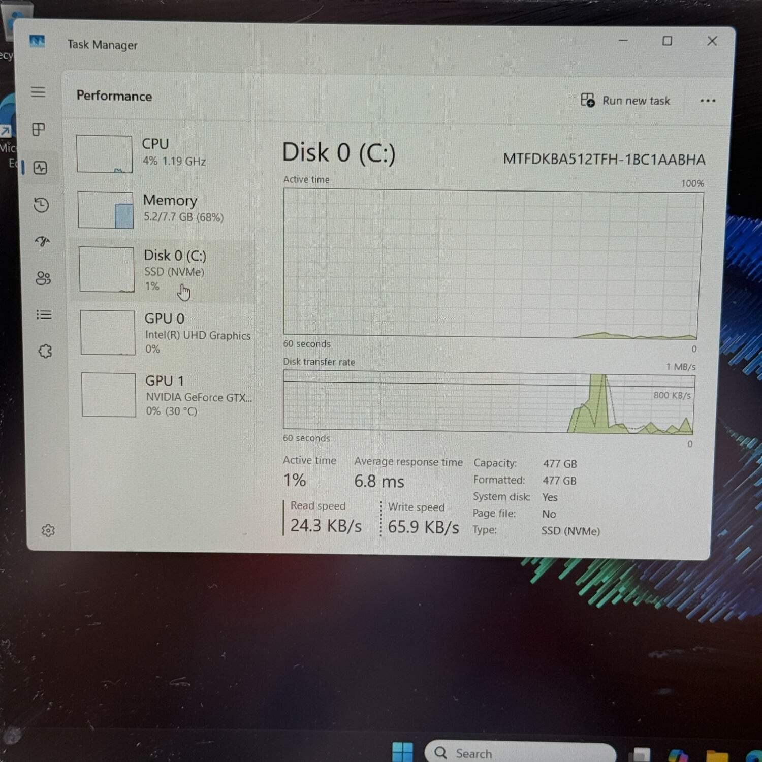 HP Victus UFBVK001 15.6″ i5-12450H 2.0GHz 8GB RAM 512GB SSD GeForce GTX 1650