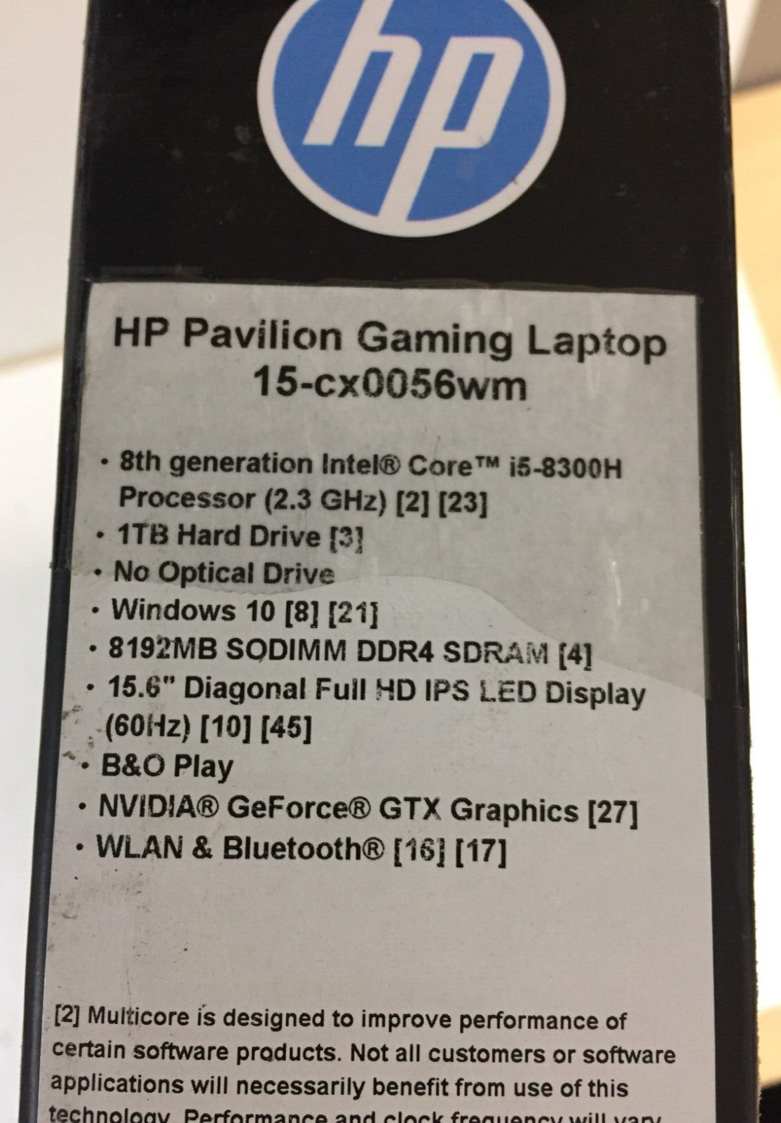 HP Pavilion 15-cx0056wm 15.6″ FHD Gaming Laptop/i5-8300H/8GB/1TB HDD/GTX 1050 Ti