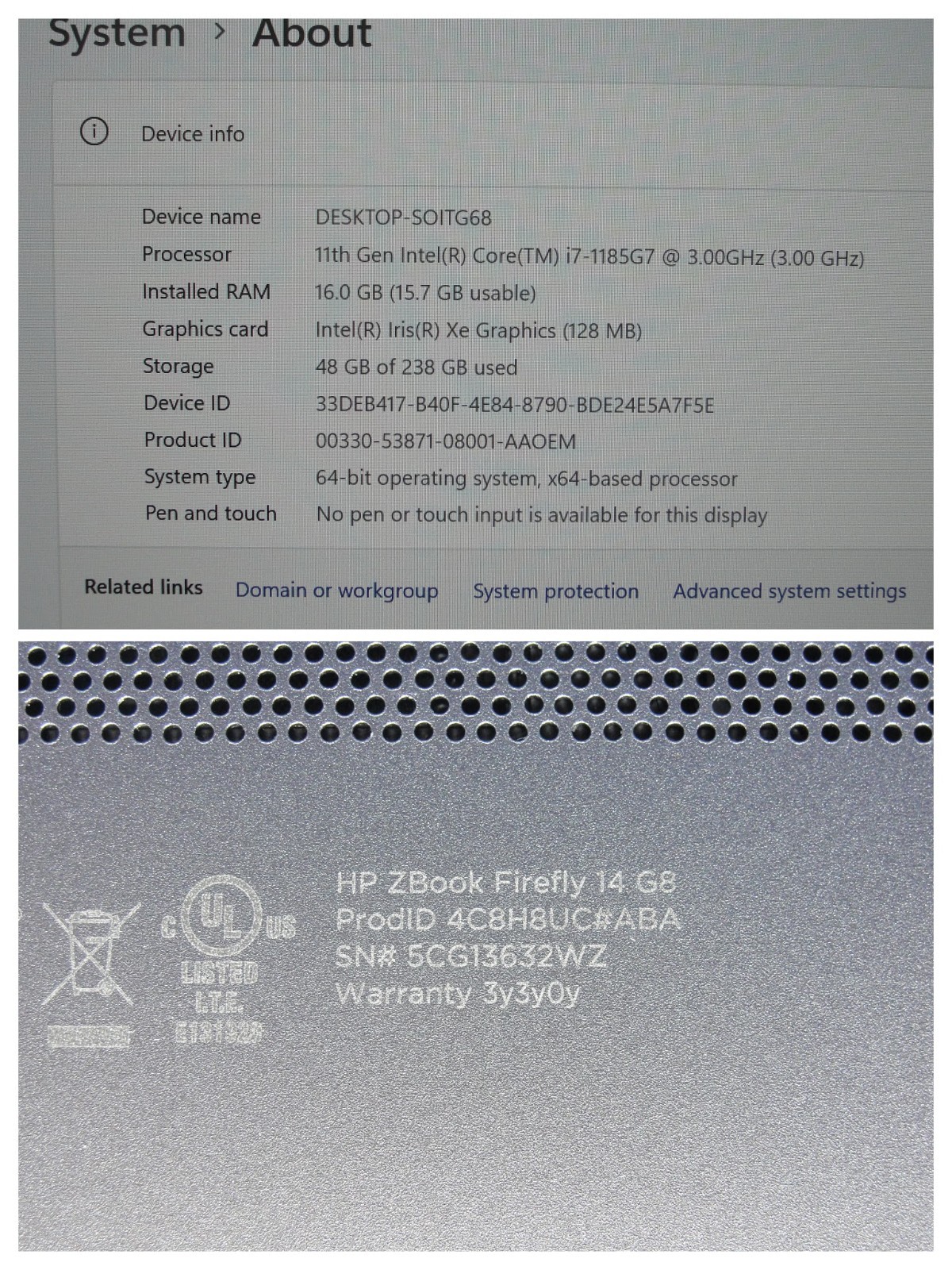 HP ZBook Firefly G8 14″ FHD i7-1185G7 3GHz 16GB 256GB SSD Windows 11 Home+PA