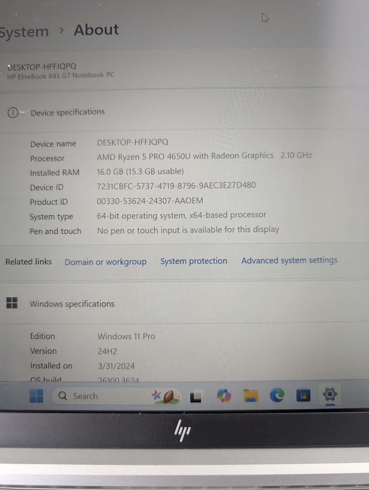 HP ELITEBOOK 845 G7 | AMD RYZEN 5 PRO 4650U | 512GB SSD | 16GB RAM | Win 11