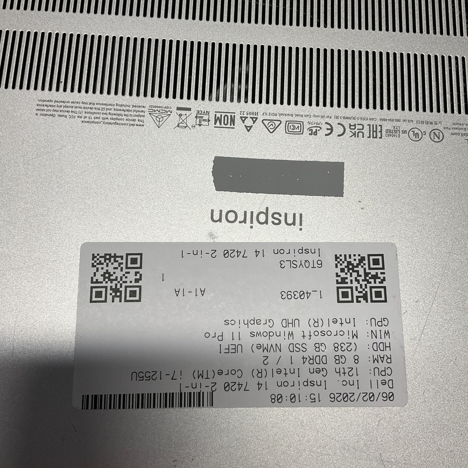 Dell Inspiron 7420 2 in 1 Laptop – i7-1255U 8GB 256GB SSD 14″ Touchscreen Win 11