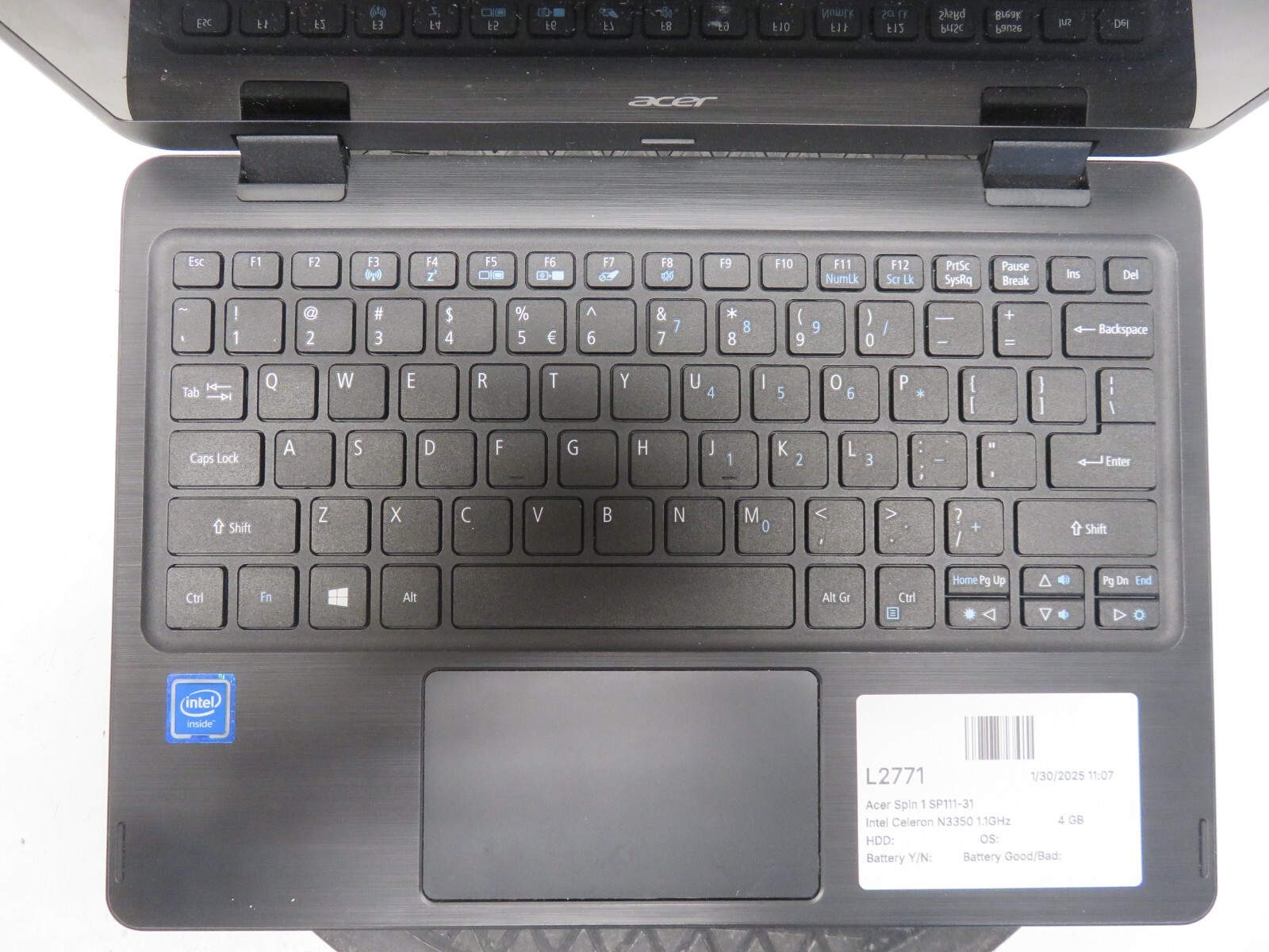 Acer Spin 1 SP111-31 Intel Celeron N3350 1.1GHz 4 GB 32 GB EMMC No Batt