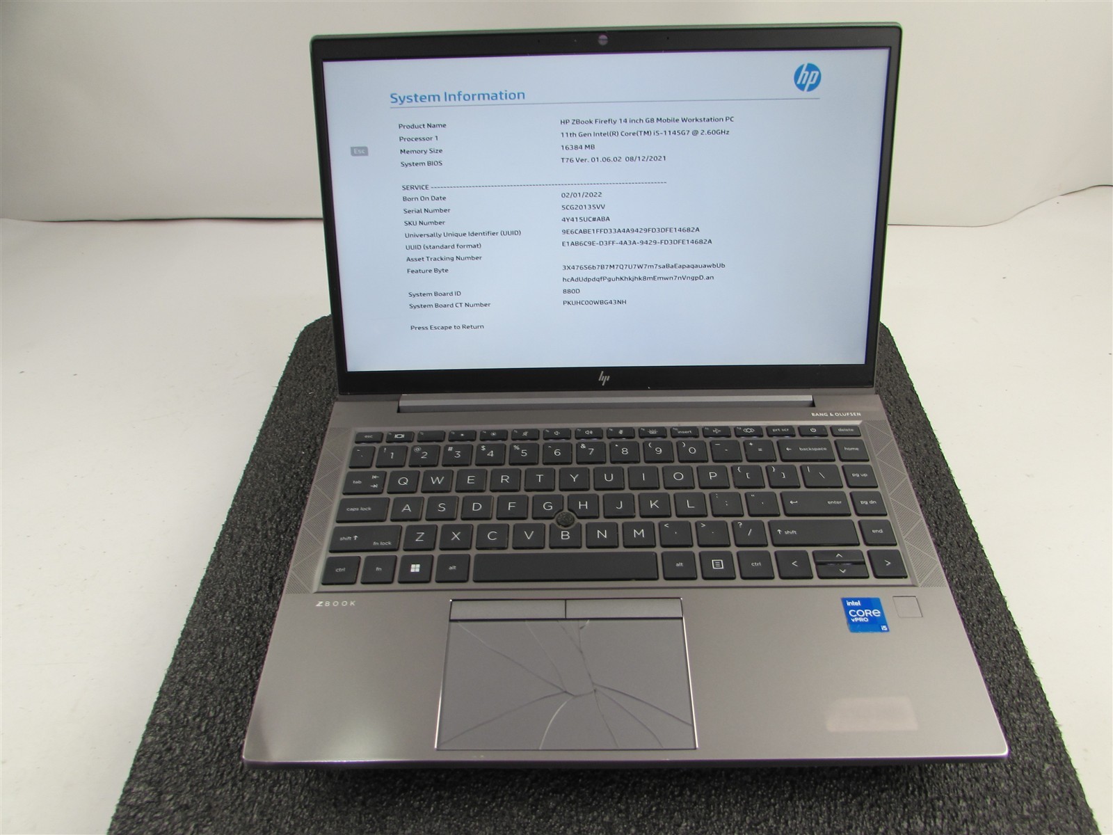 HP ZBOOK FIREFLY 14 (G8) 1920X1080 FHD I5-1145G7 512GB SSD 16GB RAM NO O.S