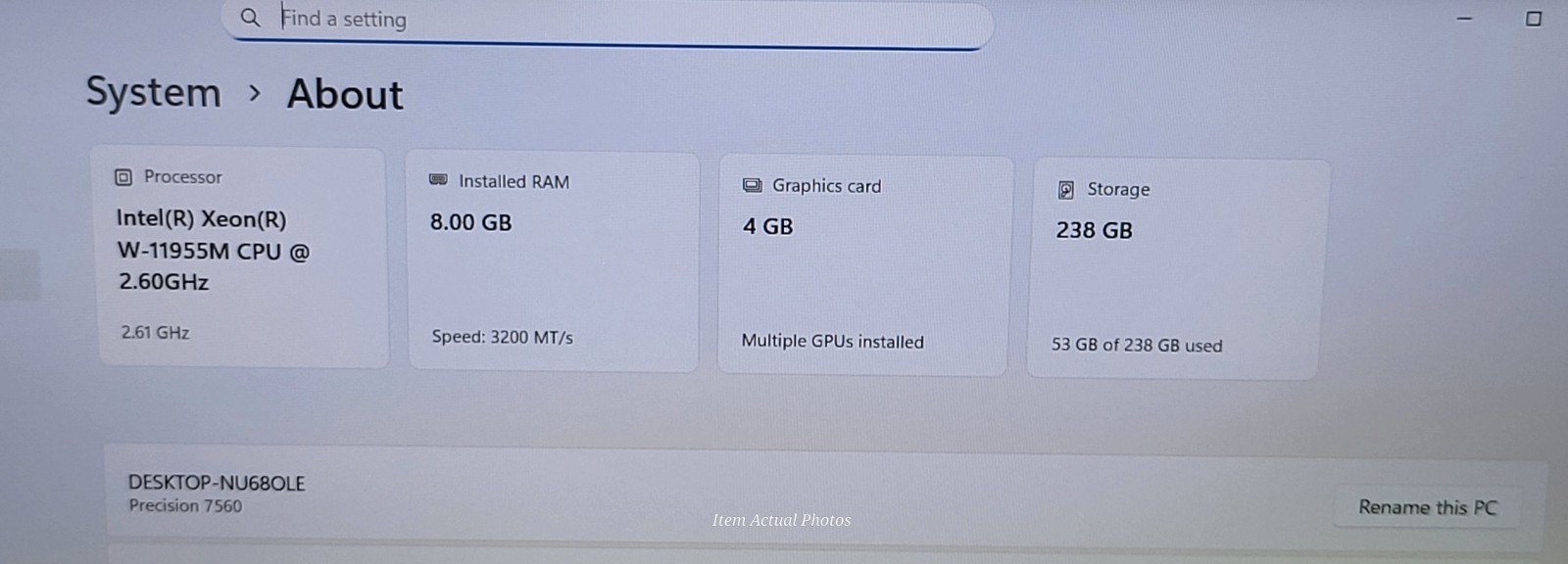 Dell Precision 7560 Xeon W-11955m 2.6ghz 8GB 256Gb – Nvidia T1200