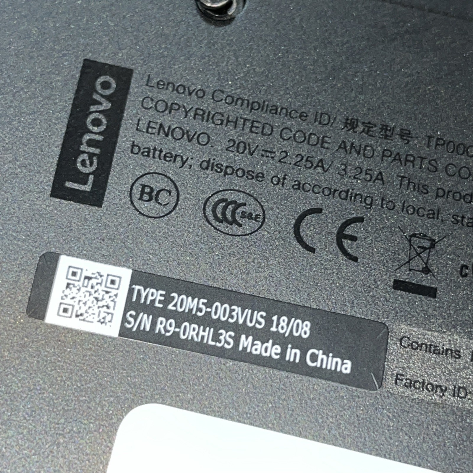 LENOVO THINKPAD L380 INTEL CORE I3-8130U 2.20GHZ 8GB RAM NO HD
