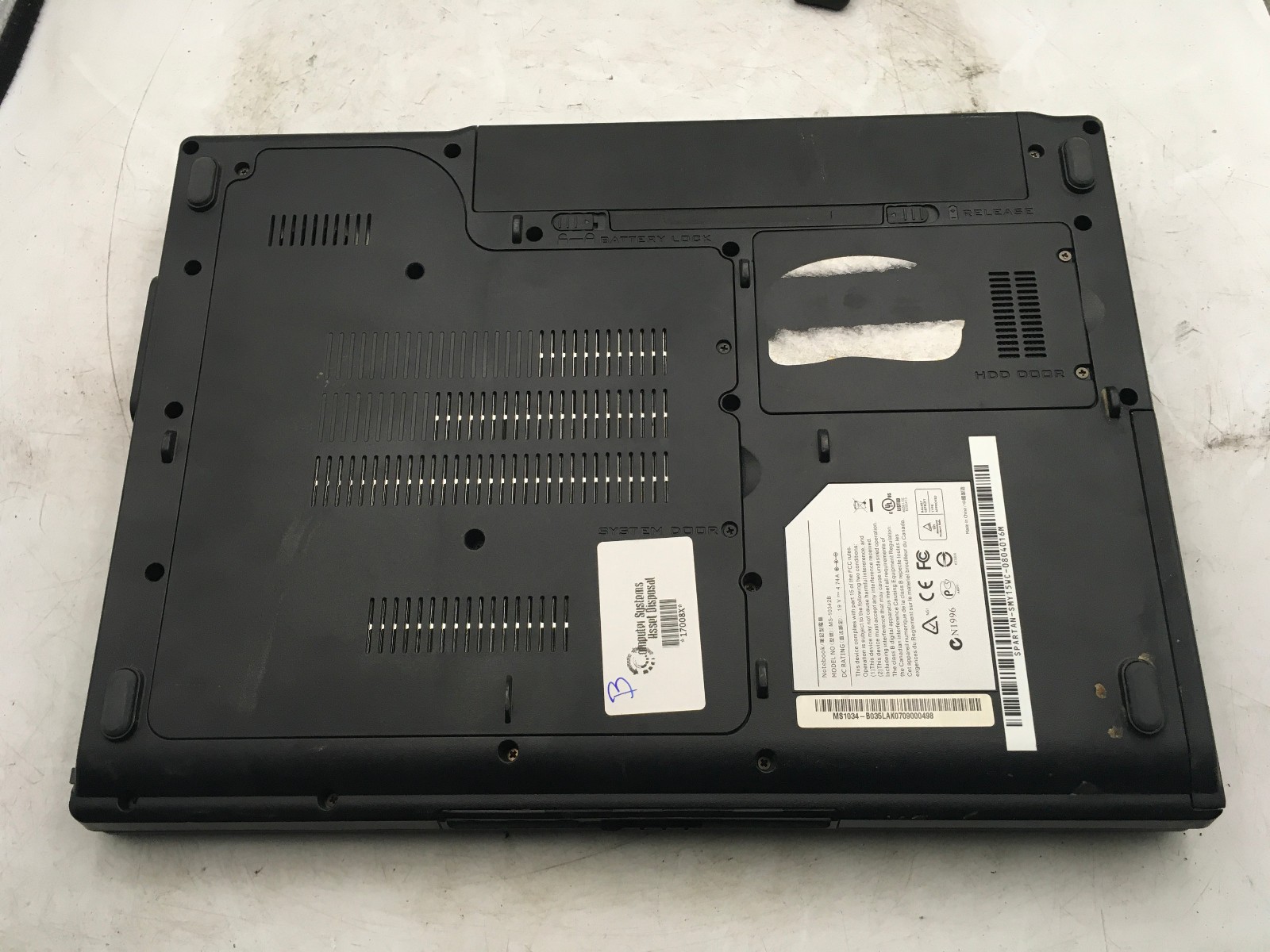 SPARTAN MS 10342B – BOOTS TO BIOS – INTEL PENTIUM T2000 – 2GB RAM – 15″-READ-BB
