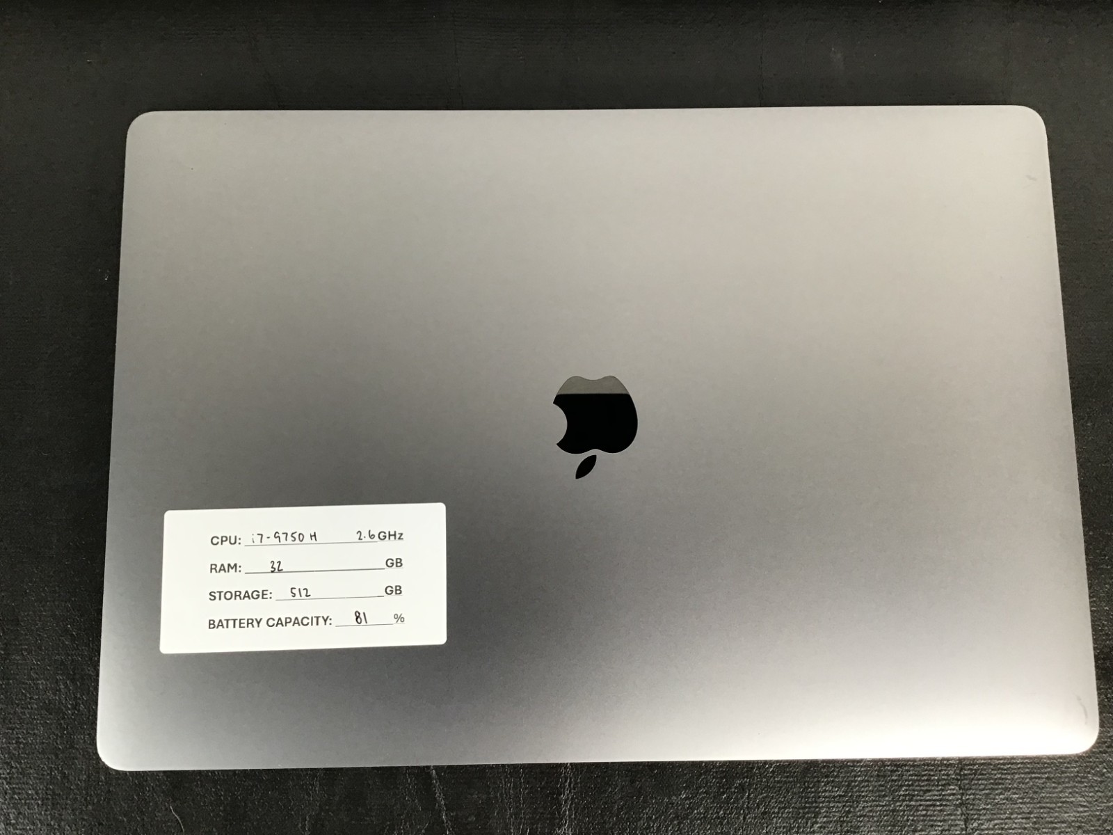 Apple MacBook Pro 16″ A2141 i7-9750H 2.6GHz 16GB RAM 500B NVMe 81% Battery ~