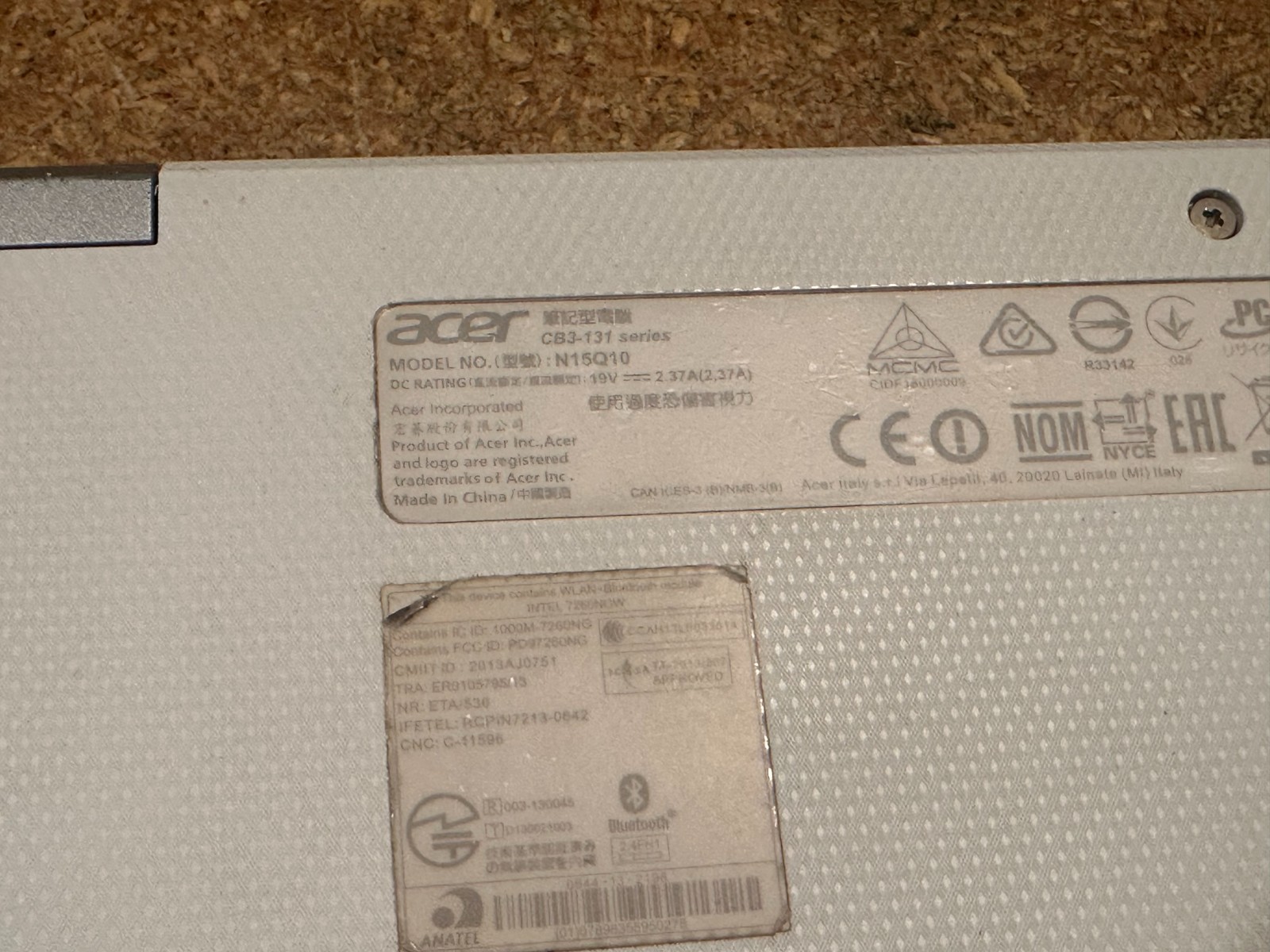 Acer ChromeBook N1Q10 CB3-131 Series White Working w Adapter