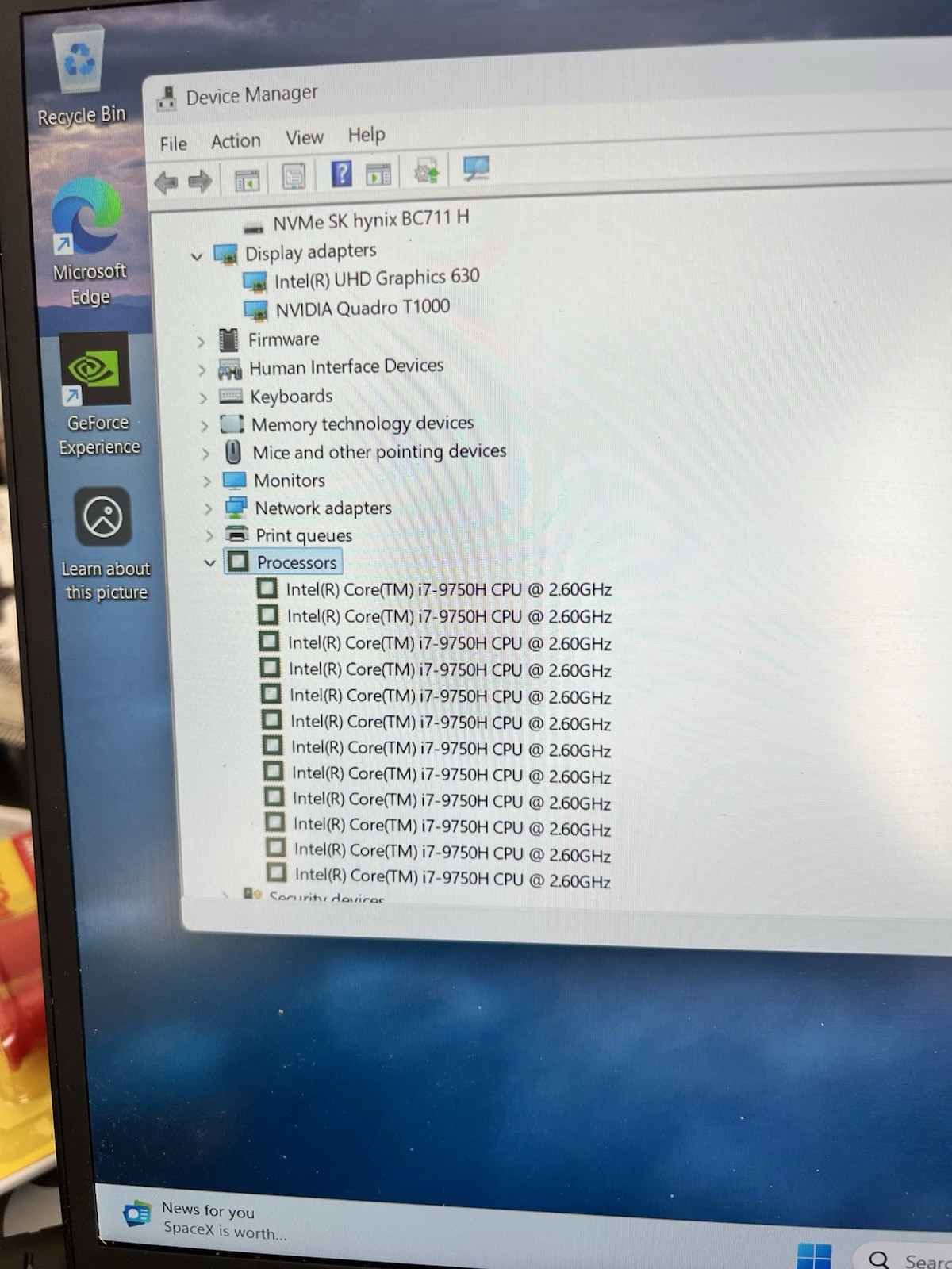 Dell Prescission 5540, i7-9th gen, T1000 NVIDIA 4gb graphic, 8gb ram, 256gb ssd