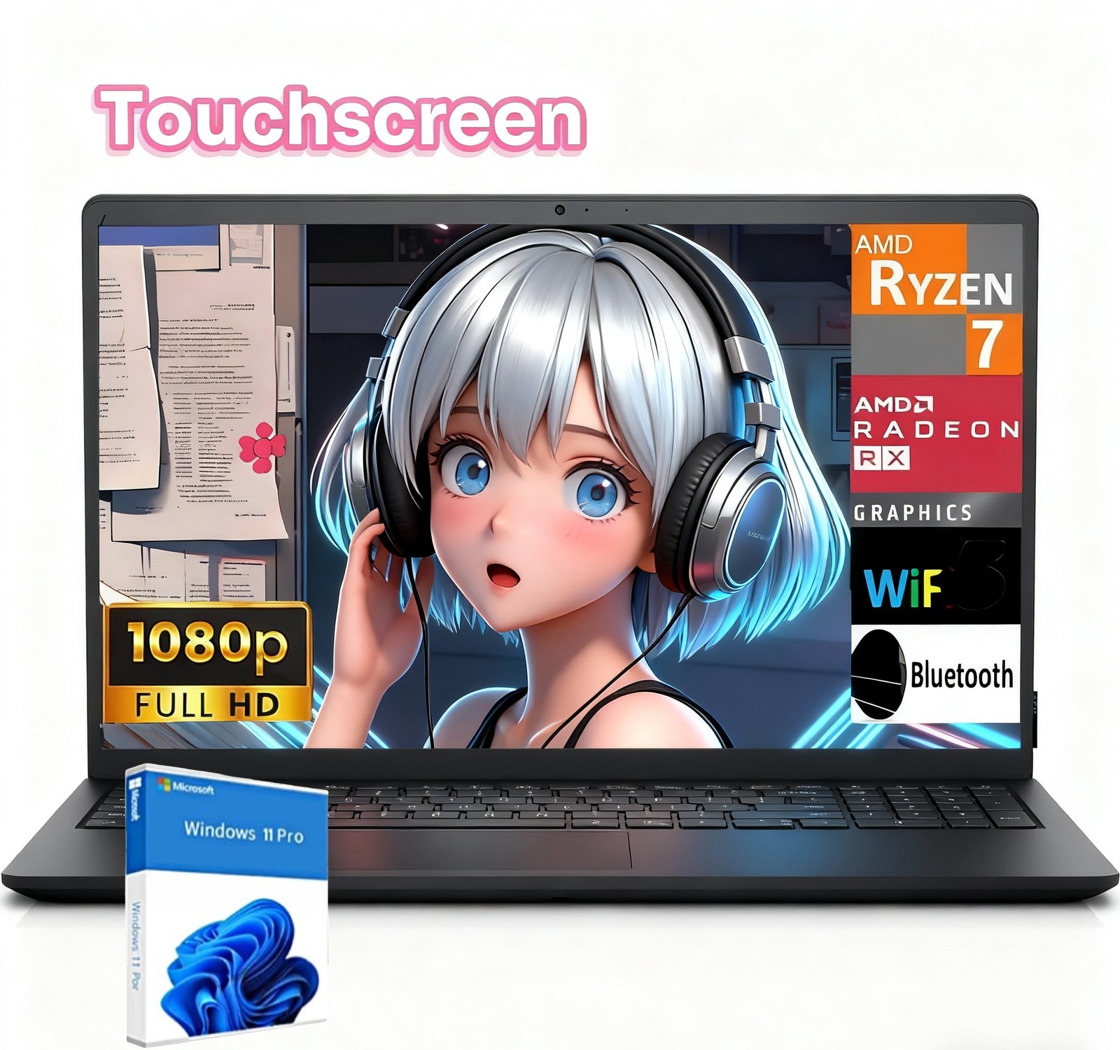 Dell Inspiron 15.6″ Touch Laptop 4.5GHz Ryzen7-7730U 32GB RAM 2TB Windows 11 PRO