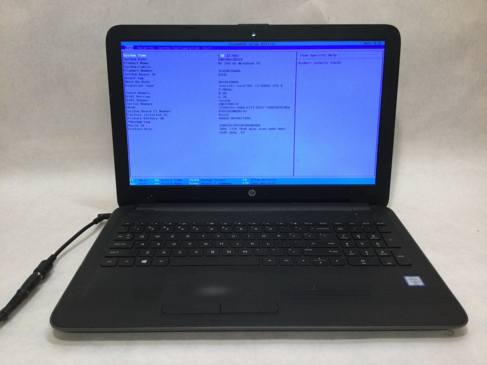 HP 250 G5 15.6” / Intel Core i3-6006U @ 2.00GHz / (MISSING PARTS!) -MR