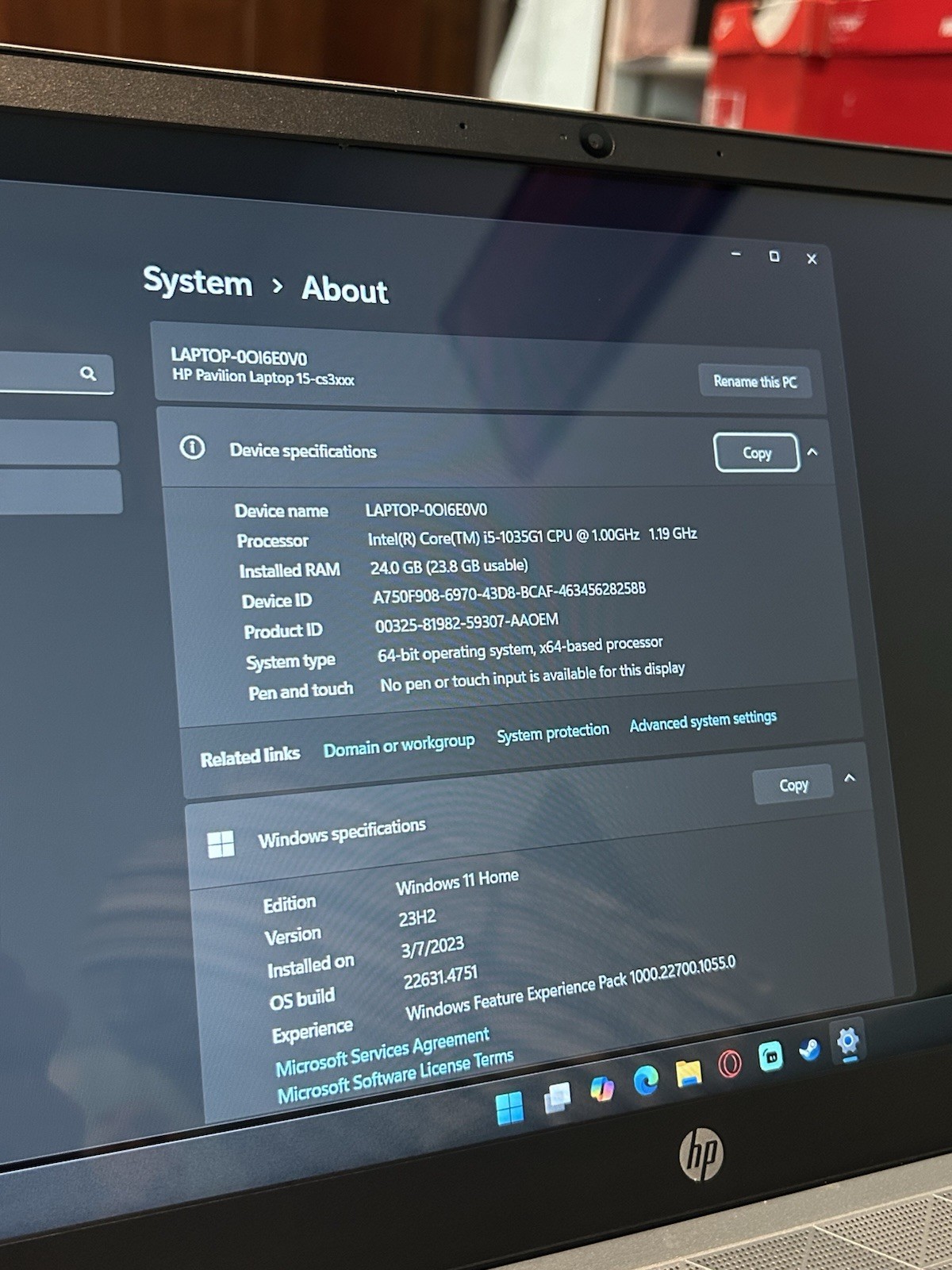 hp pavilion laptop 15-cs3xxx i5 24gb ram