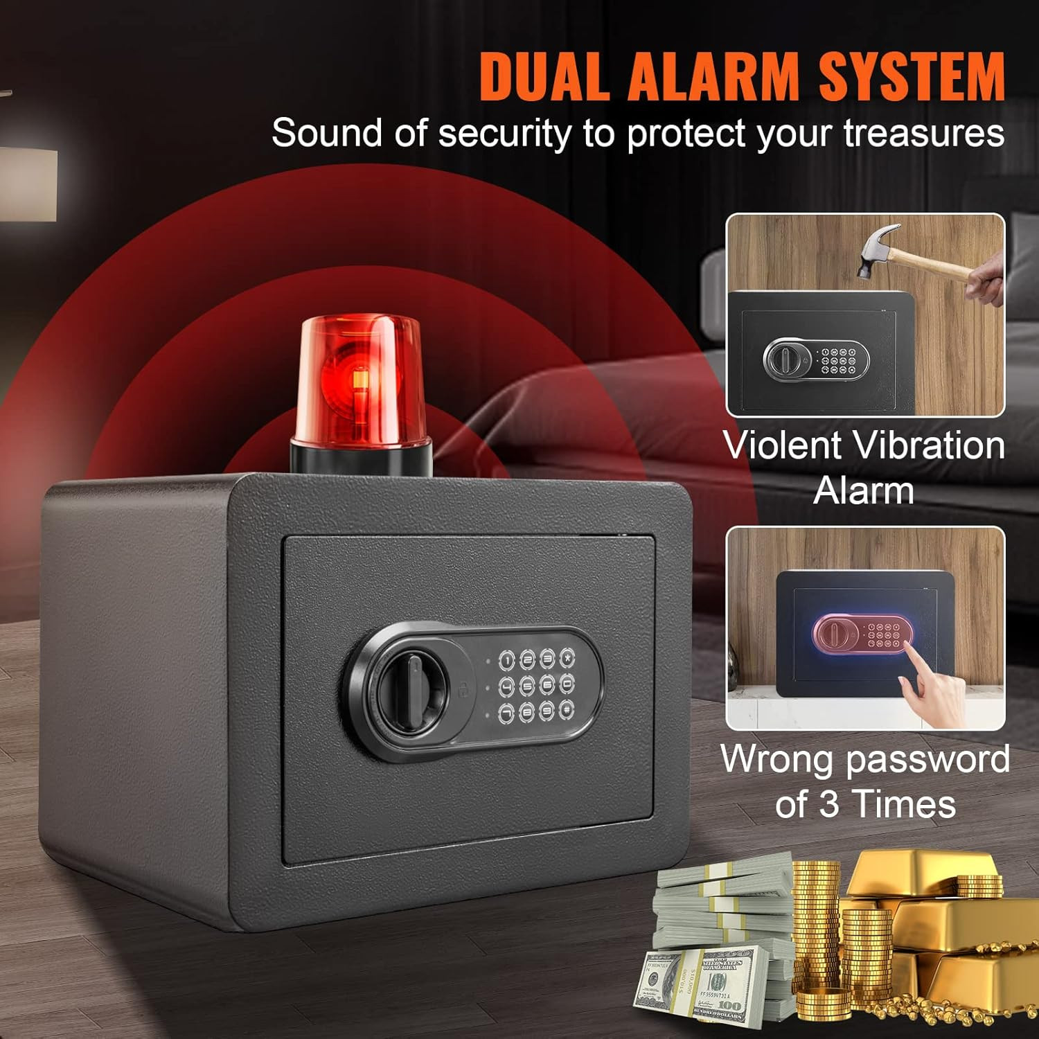 Compact Steel Security Safe with Digital Keypad for Home & Hotel Use