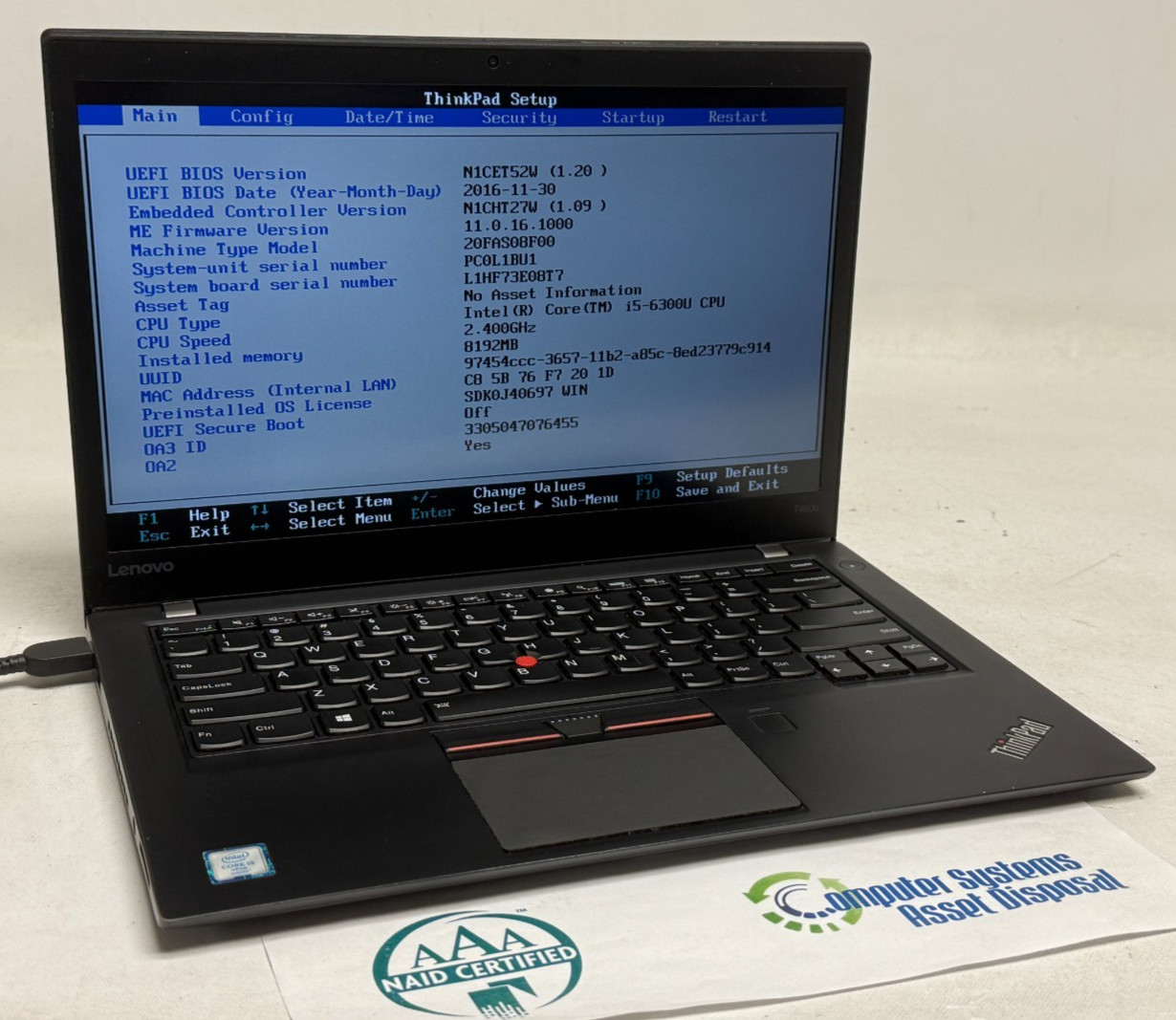 Lenovo ThinkPad T460s 14″ (i5-6300u 2.40GHz – 8GB RAM – 256GB SSD – Win11Home)