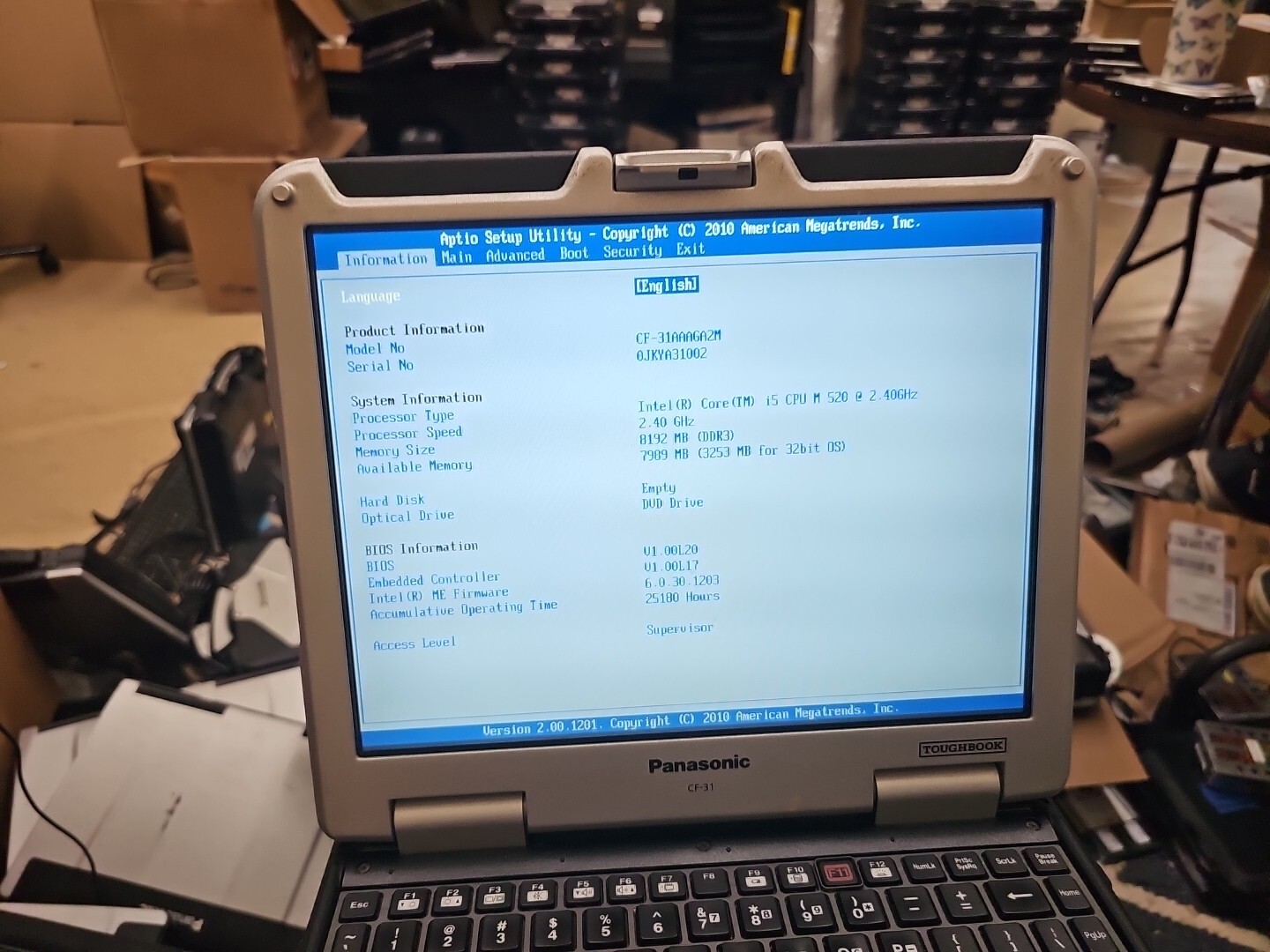 Panasonic Toughbook CF-31 MK-1 i5 520M @ 2.40GHz 8GB RAM DDR3 ( 25180HRS)