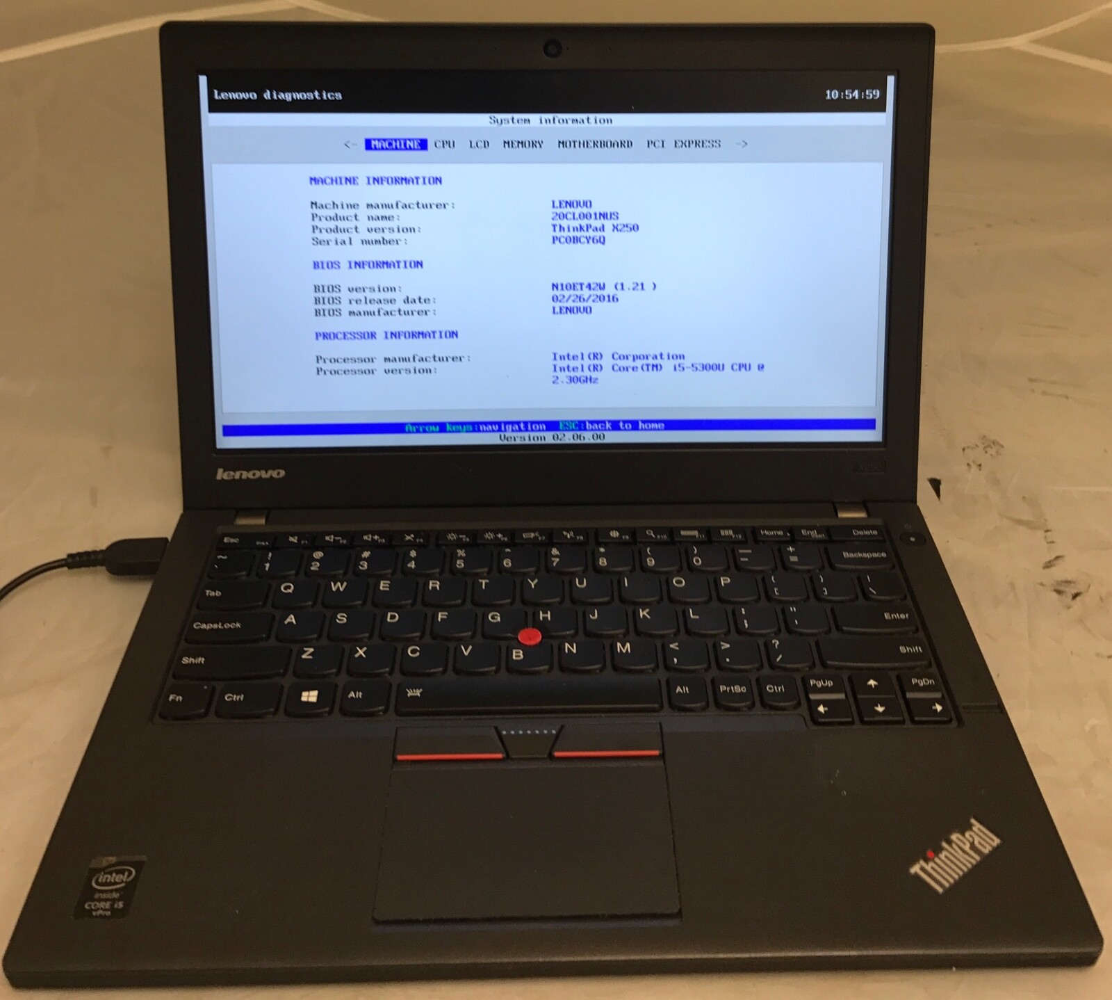Lenovo ThinkPad X250 12.5″ Core i5-5300U 2.3GHz 8GB RAM -NO HDD / NO HDD CADDY