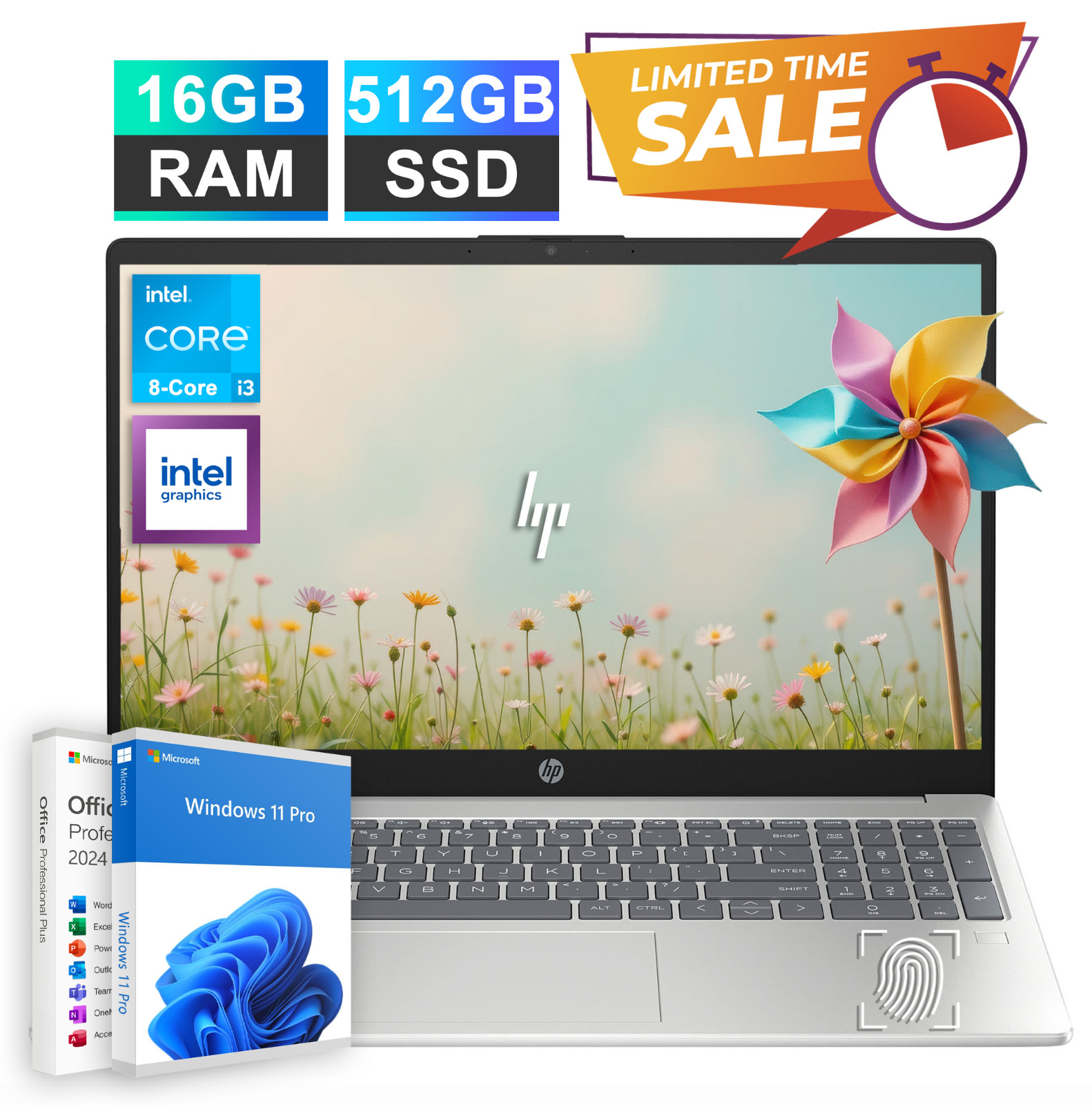 2026 HP Laptop Notebook 15.6″ FHD 8-Core Intel i3 16GB RAM 512GB SSD Office 2024