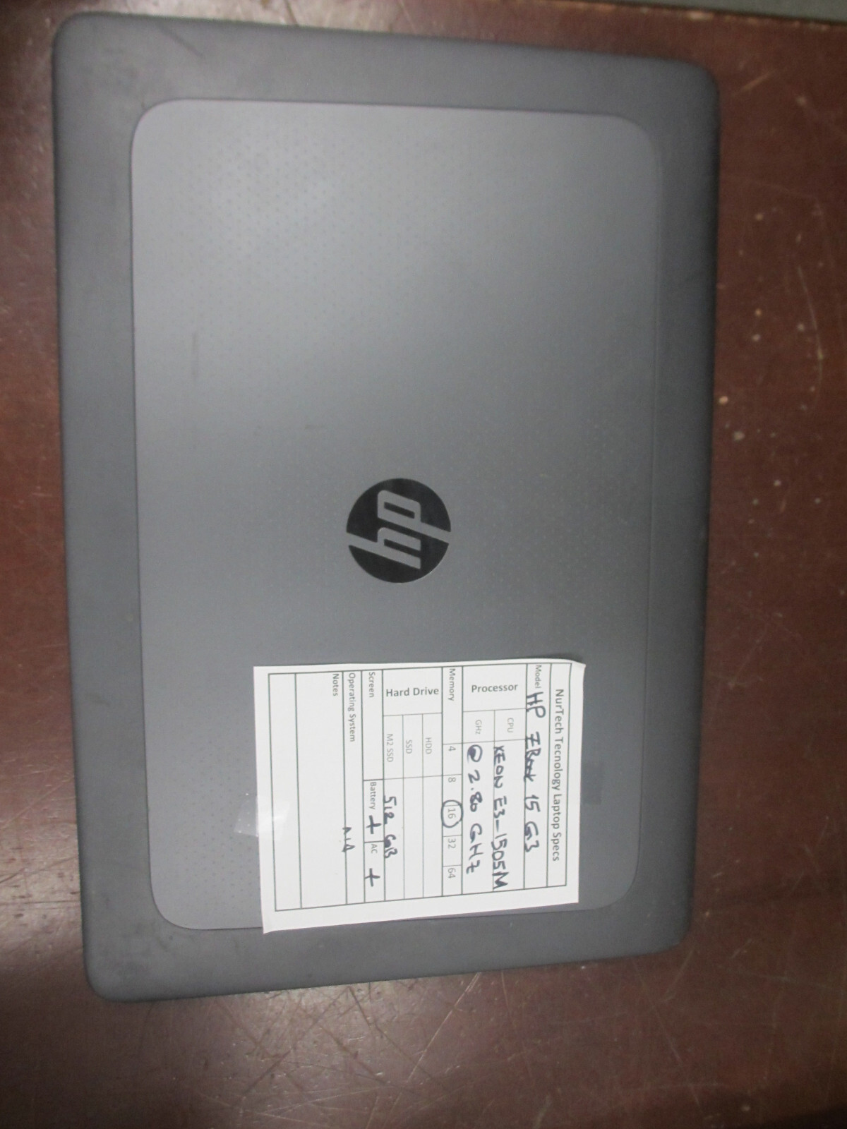 HP ZBook 15 G3 Xeon E3-1505M 2.80GHz 16GB 512GB M2 SSD Laptop w/ AC [NO OS]