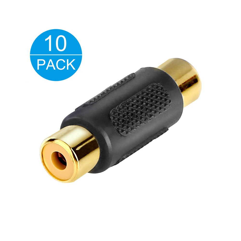 10x RCA Female to Female Coupler Gold Audio Video AV Cable Adapter Extender F/F